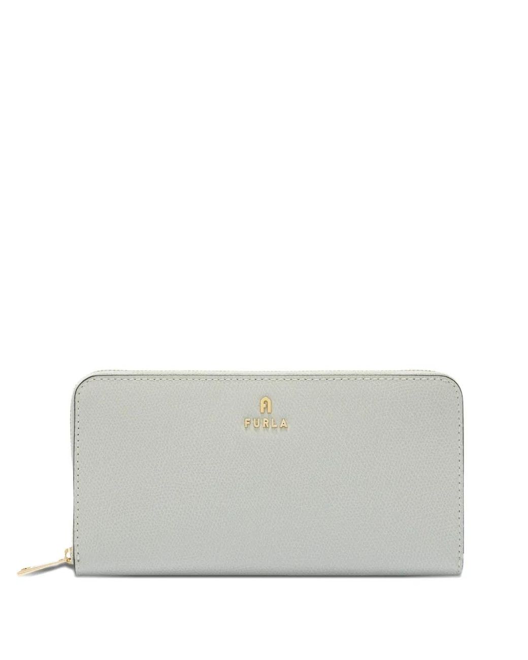 Furla Gray Zip-Around Logo Wallet