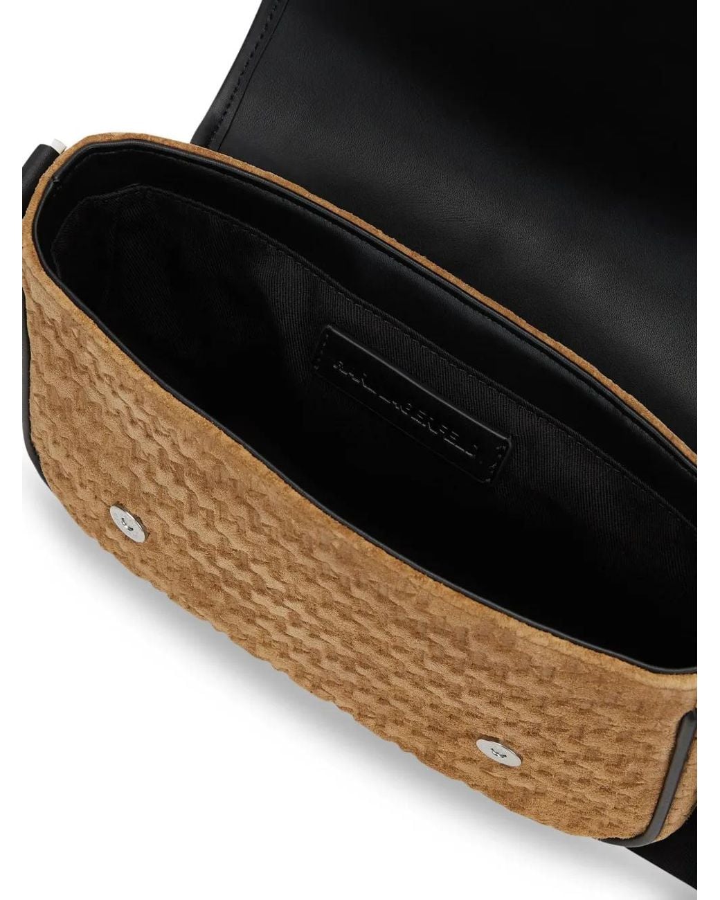 Karl Lagerfeld Brown Monogram Suede Messenger Bag for men