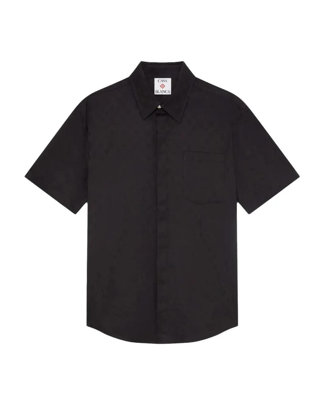 Casablanca Black Cotton Monogram Short Sleeve Shirt for men