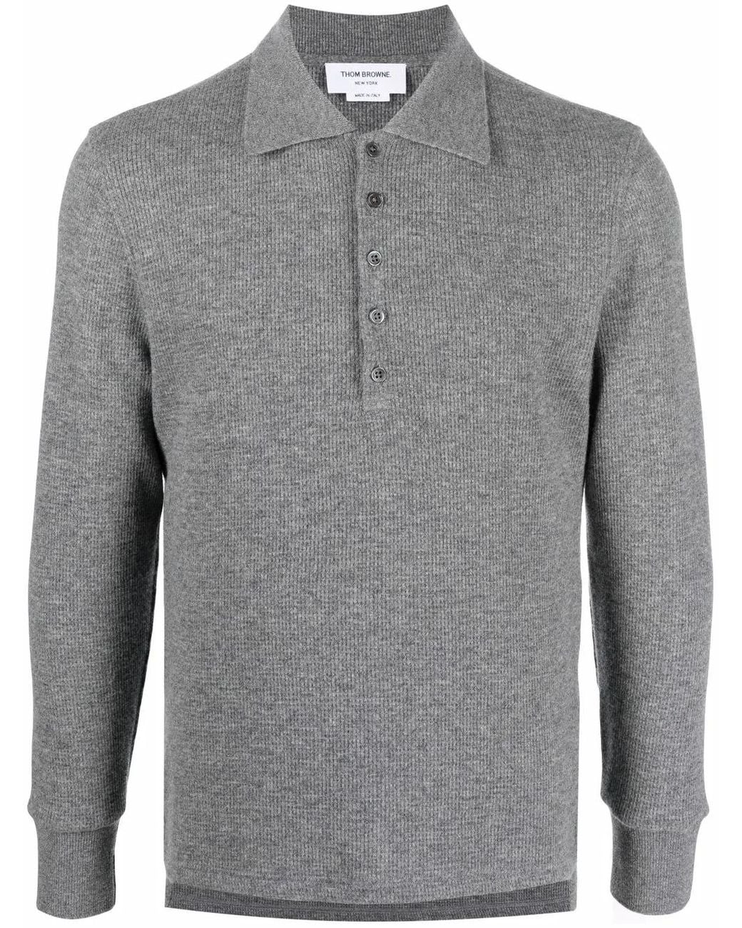 Thom Browne Gray Long-Sleeve Polo Shirt for men