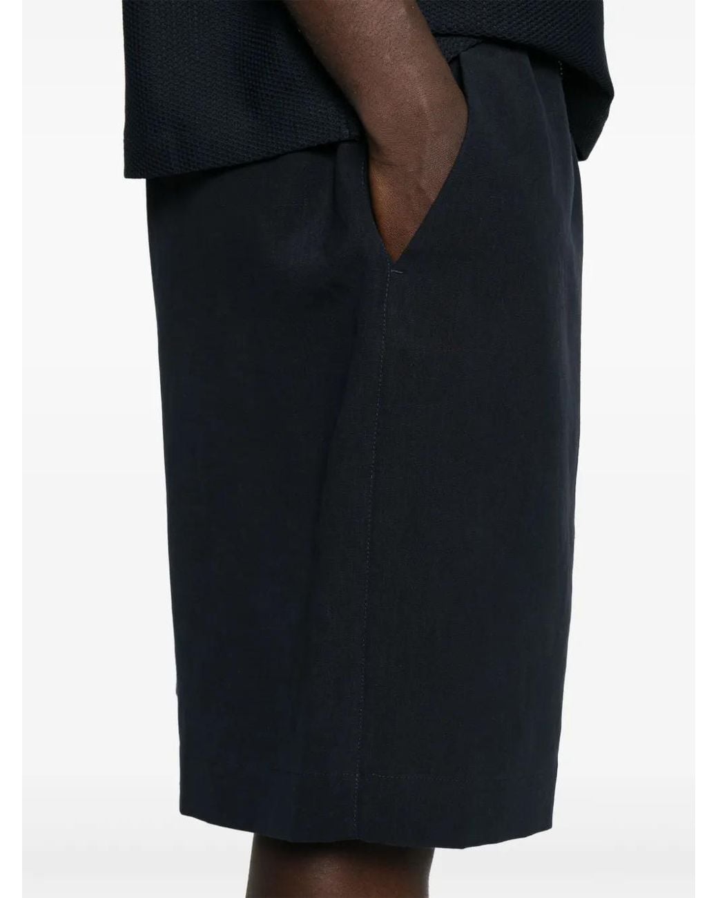 Giorgio Armani Blue Linen Bermuda Shorts for men