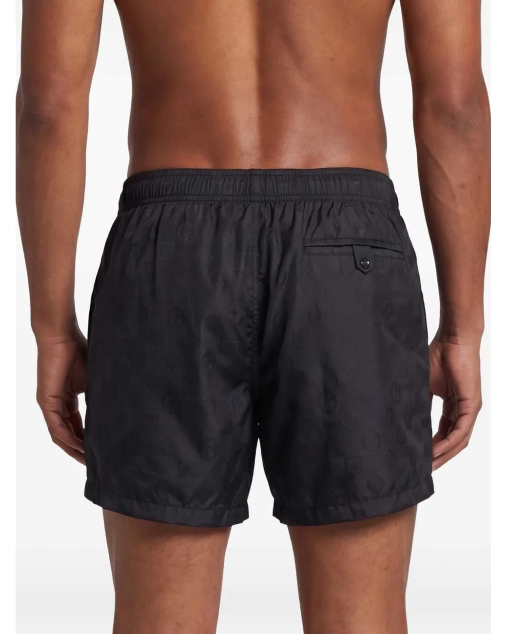 Giorgio Armani Black Tonal-Logo Swim Shorts for men
