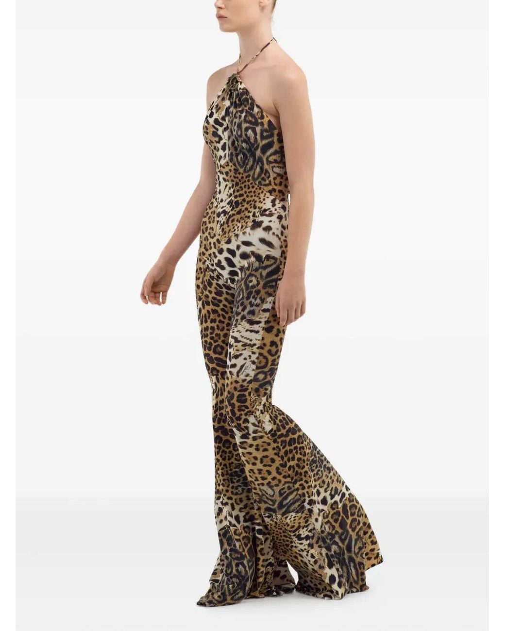 Roberto Cavalli Metallic Jaguar-Print Jumpsuit