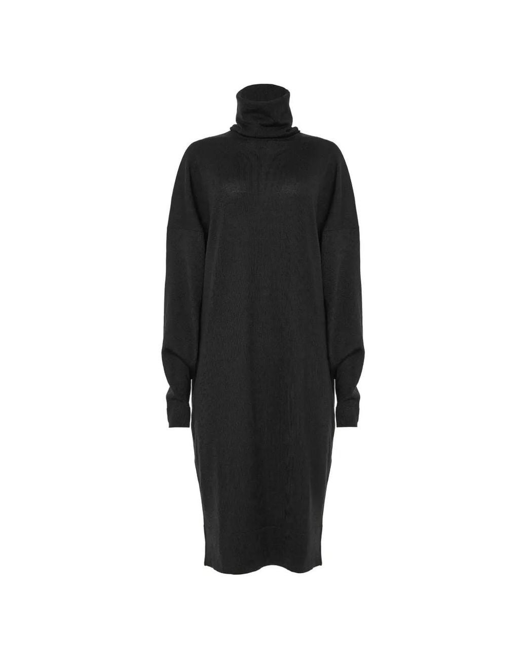 Wolford Black Merino-Wool Turtleneck Midi Dress