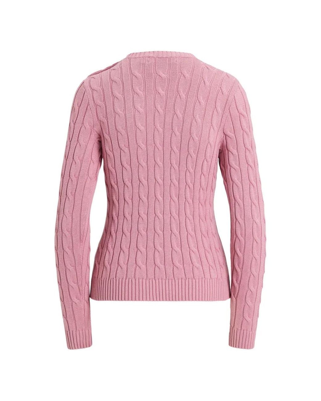 Ralph Lauren Pink Pull En Coton À Maille Torsadé