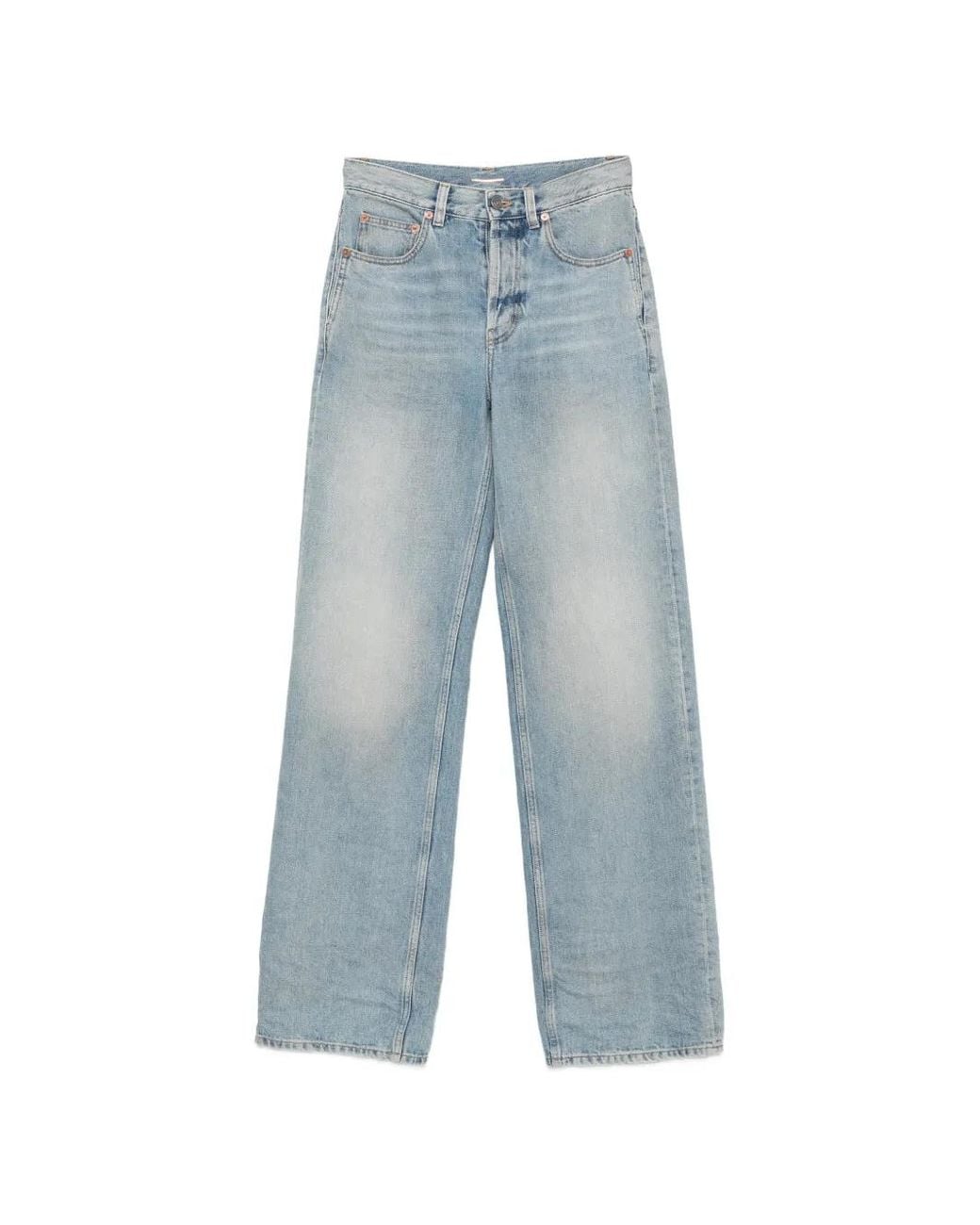 Saint Laurent Blue Faded Wide-Leg Jeans