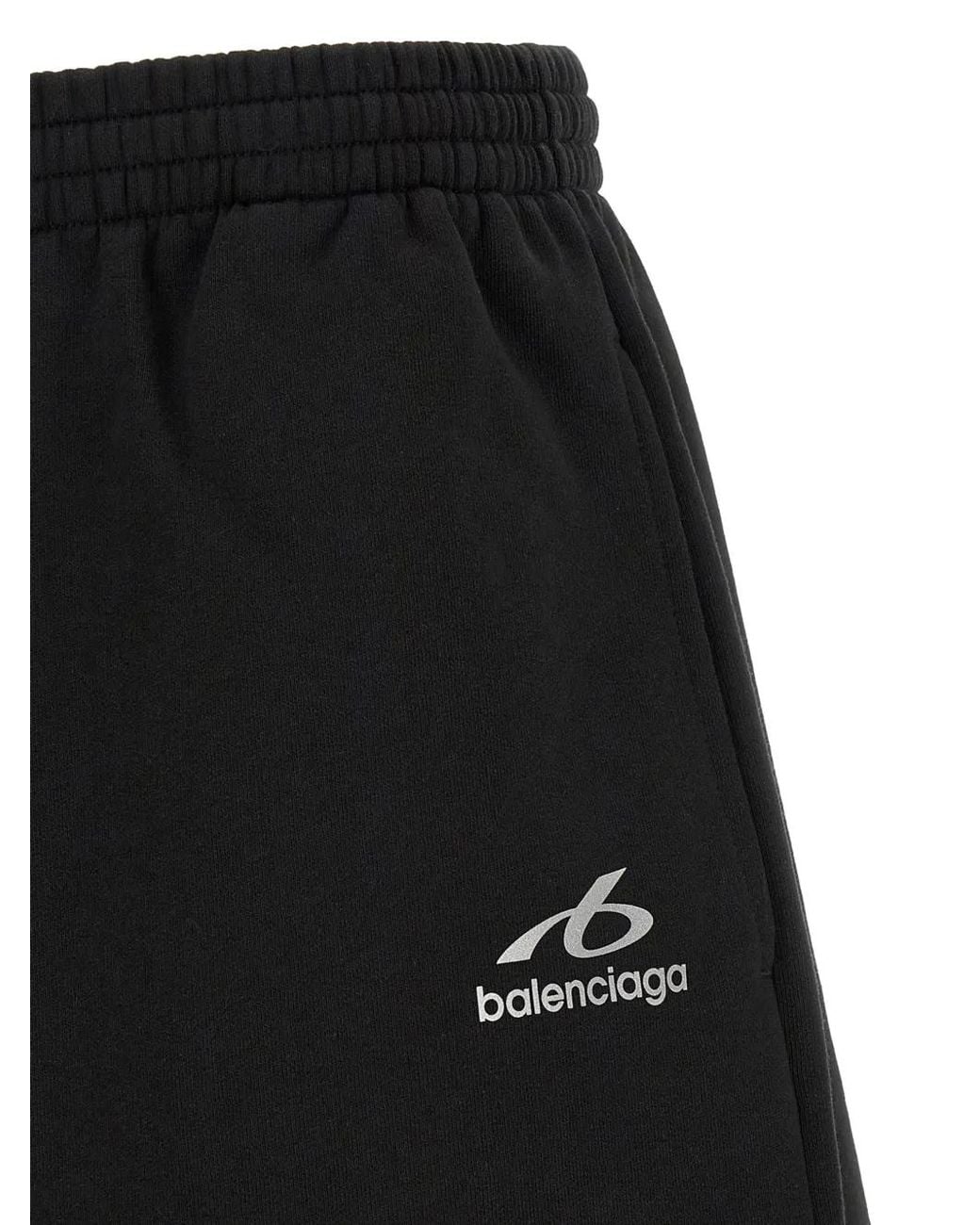 Balenciaga Black Logo-Print Jersey Shorts for men