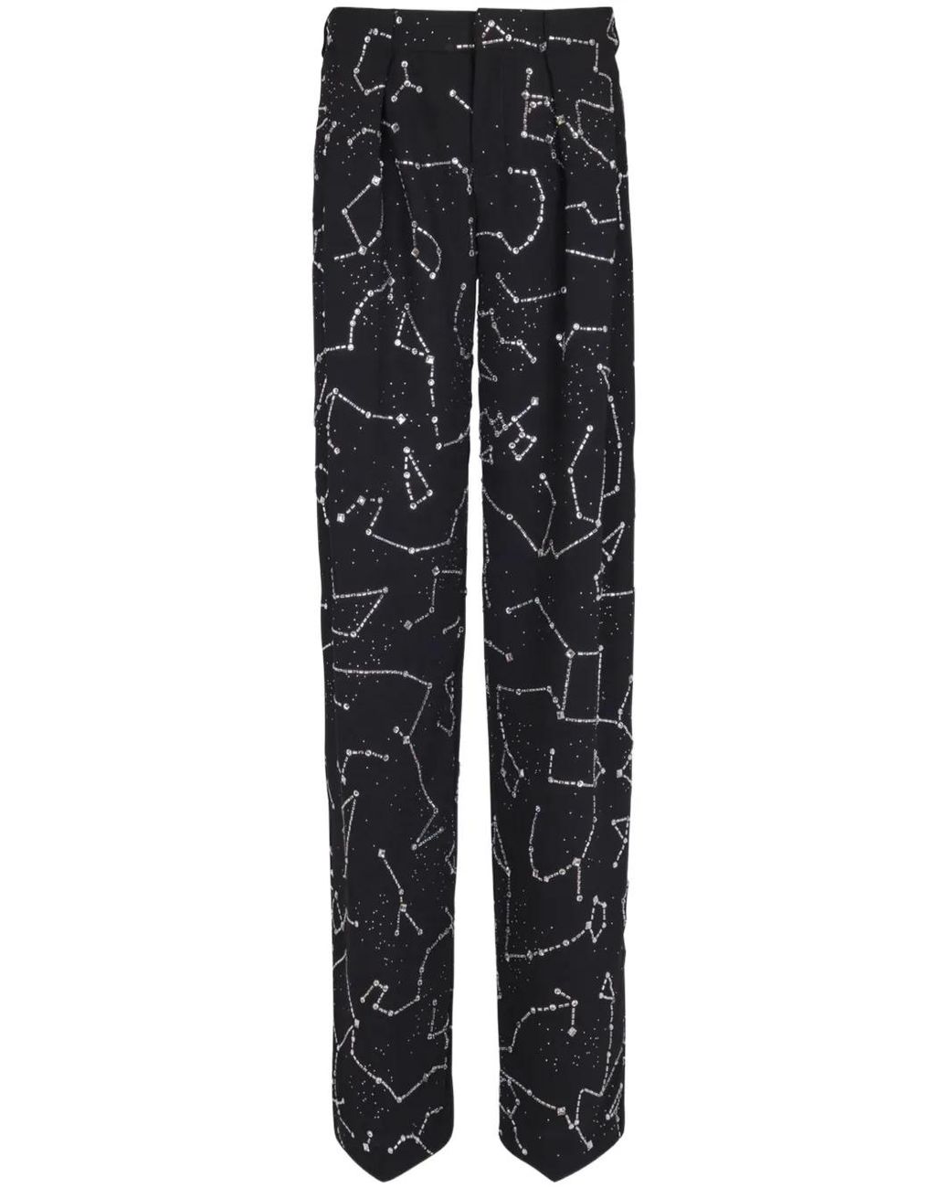 Balmain Black Constellation Embroidered Trousers for men