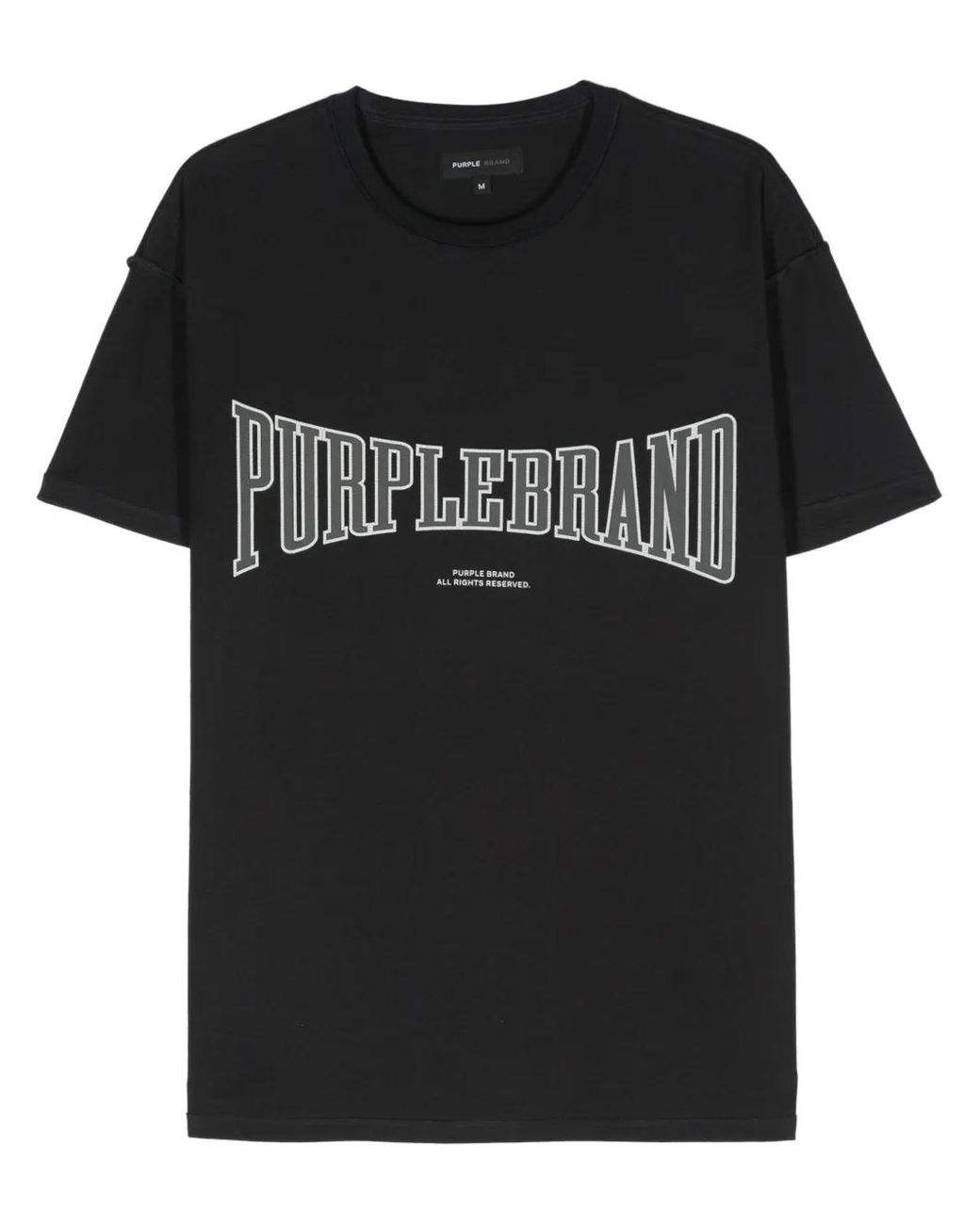 Purple Brand Black Logo-Print Cotton T-Shirt for men