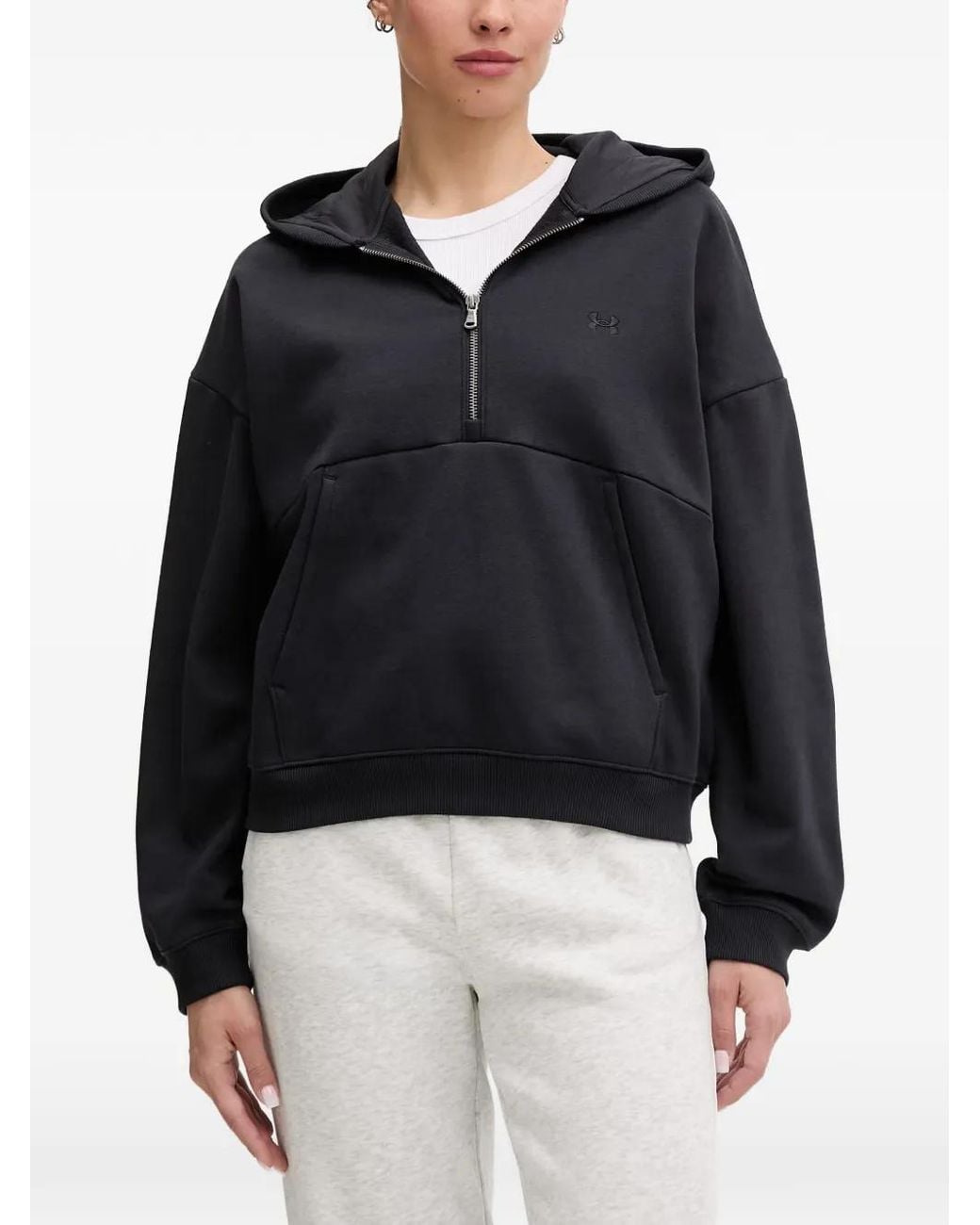 Under Armour Black Icon Logo-Embroidered Half-Zip Hoodie