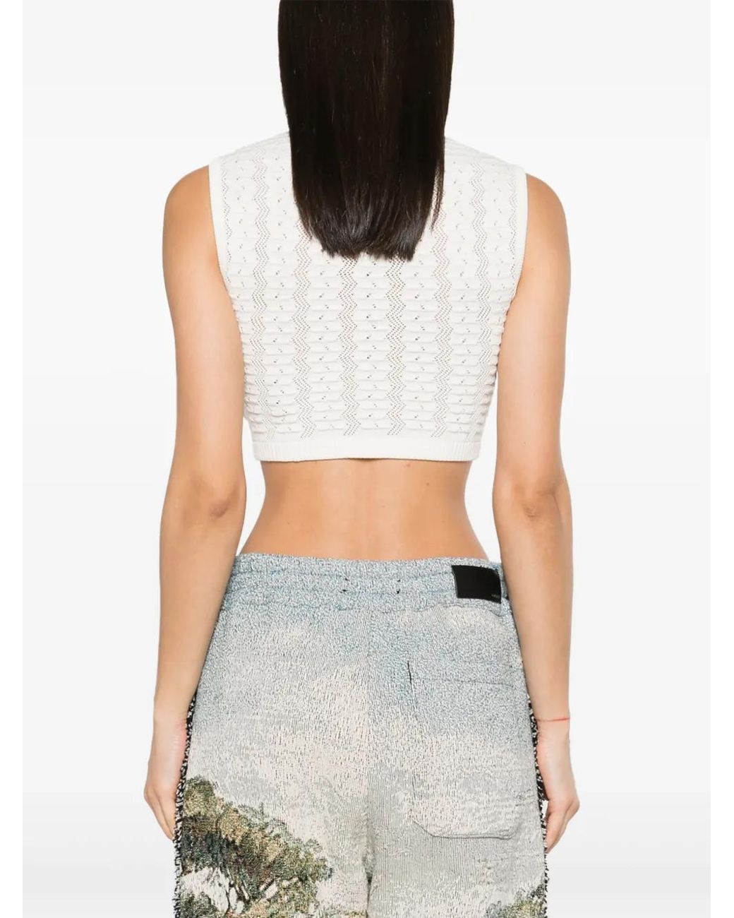 Palm Angels White Chain-Embellished Knitted Vest