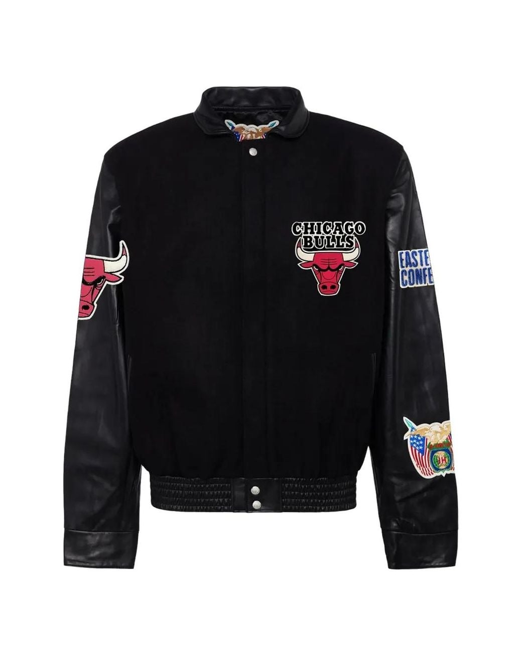Jeff Hamilton Black Chicago Bulls Leather-Sleeve Bomber Jacket for men