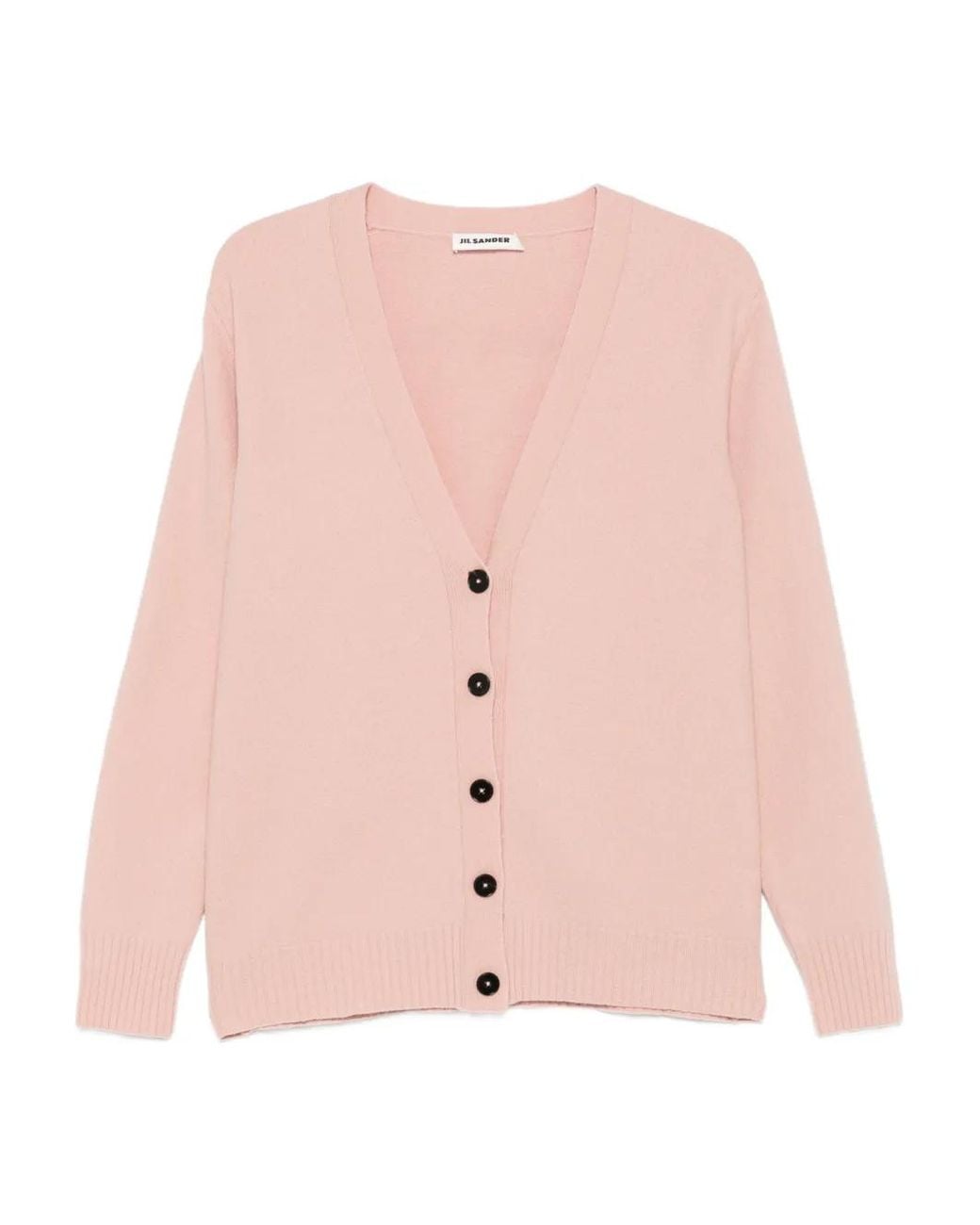 Jil Sander Pink Button Ribbed Hem Cardigan