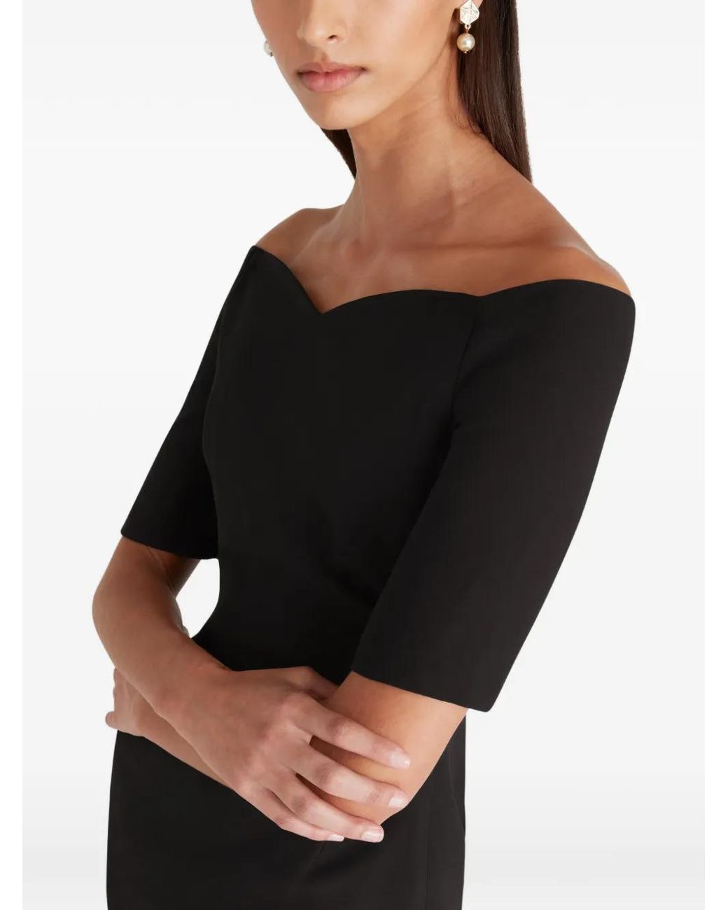 Violante Nessi Black Lucretia Off-The-Shoulder Midi Dress