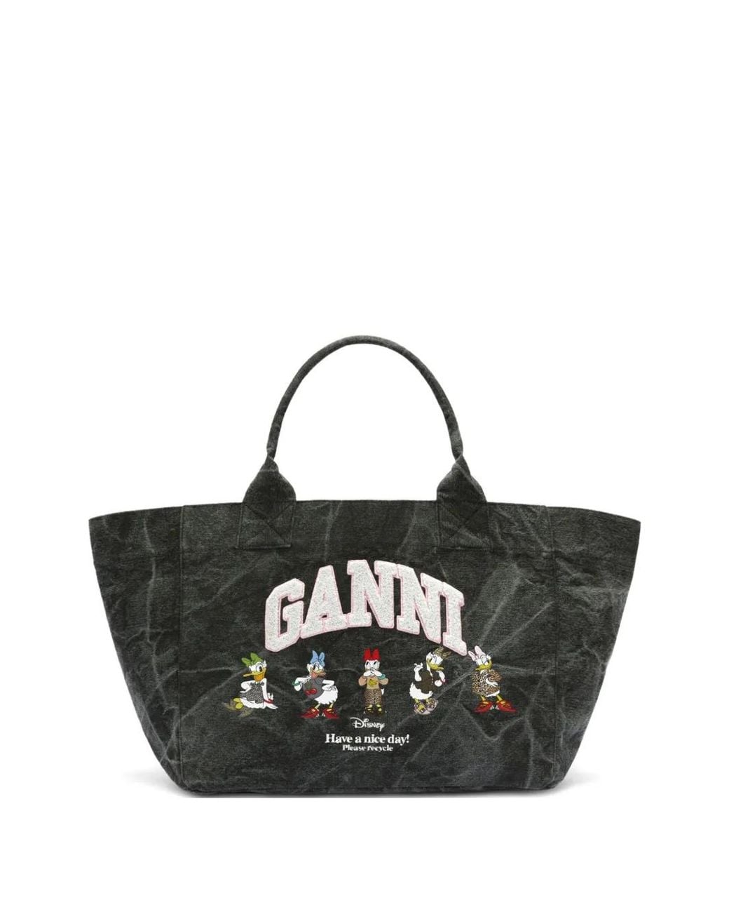 Ganni Black X Disney Embroidered Tote Bag