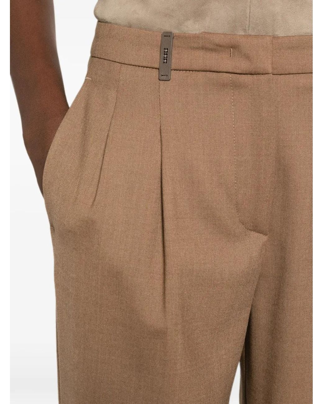 Peserico Natural Pantalon Droit À Design Plissé