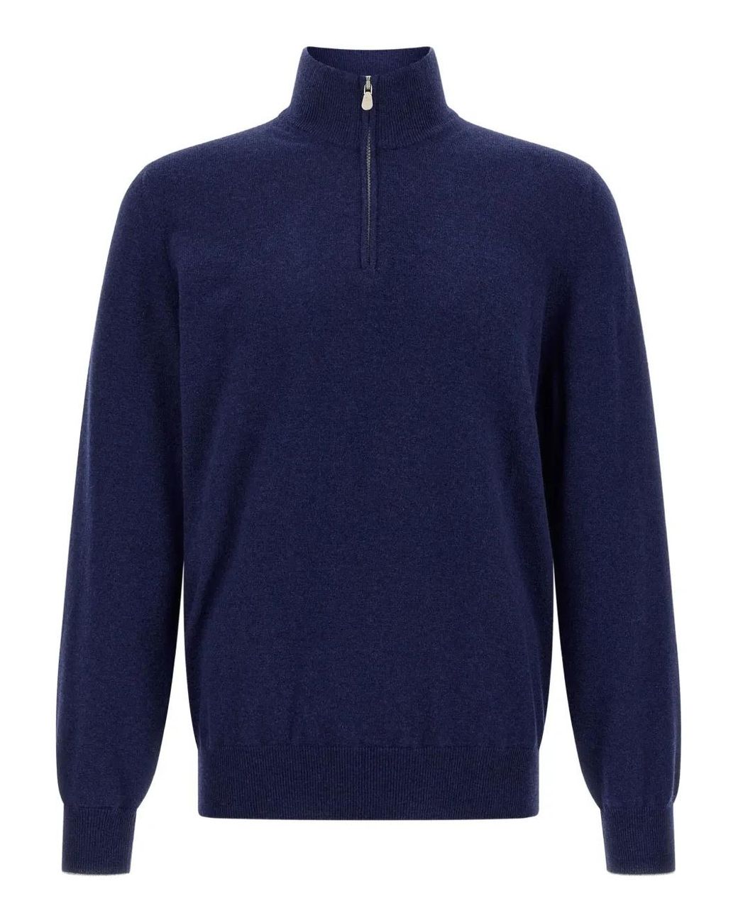 ▲ブルネロクチネリ コットン ジップアップセーター ネイビー BURUNELLO CUCINELLI ブルネロクチネリ ジップ ニットセーター 【公式