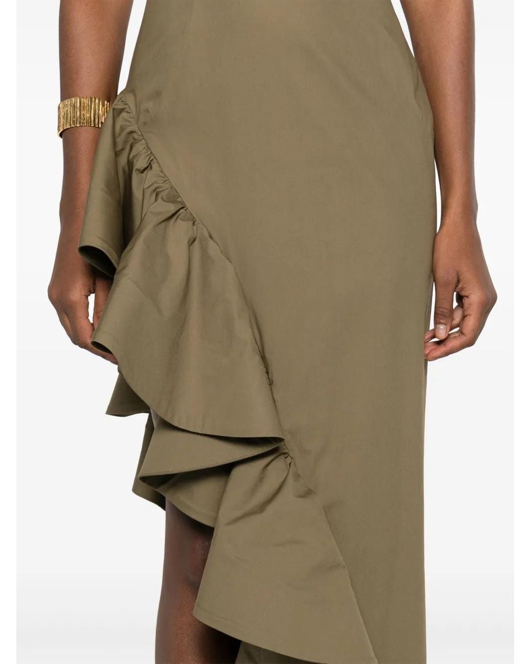 GIUSEPPE DI MORABITO Green Ruffle-Detail Maxi Dress