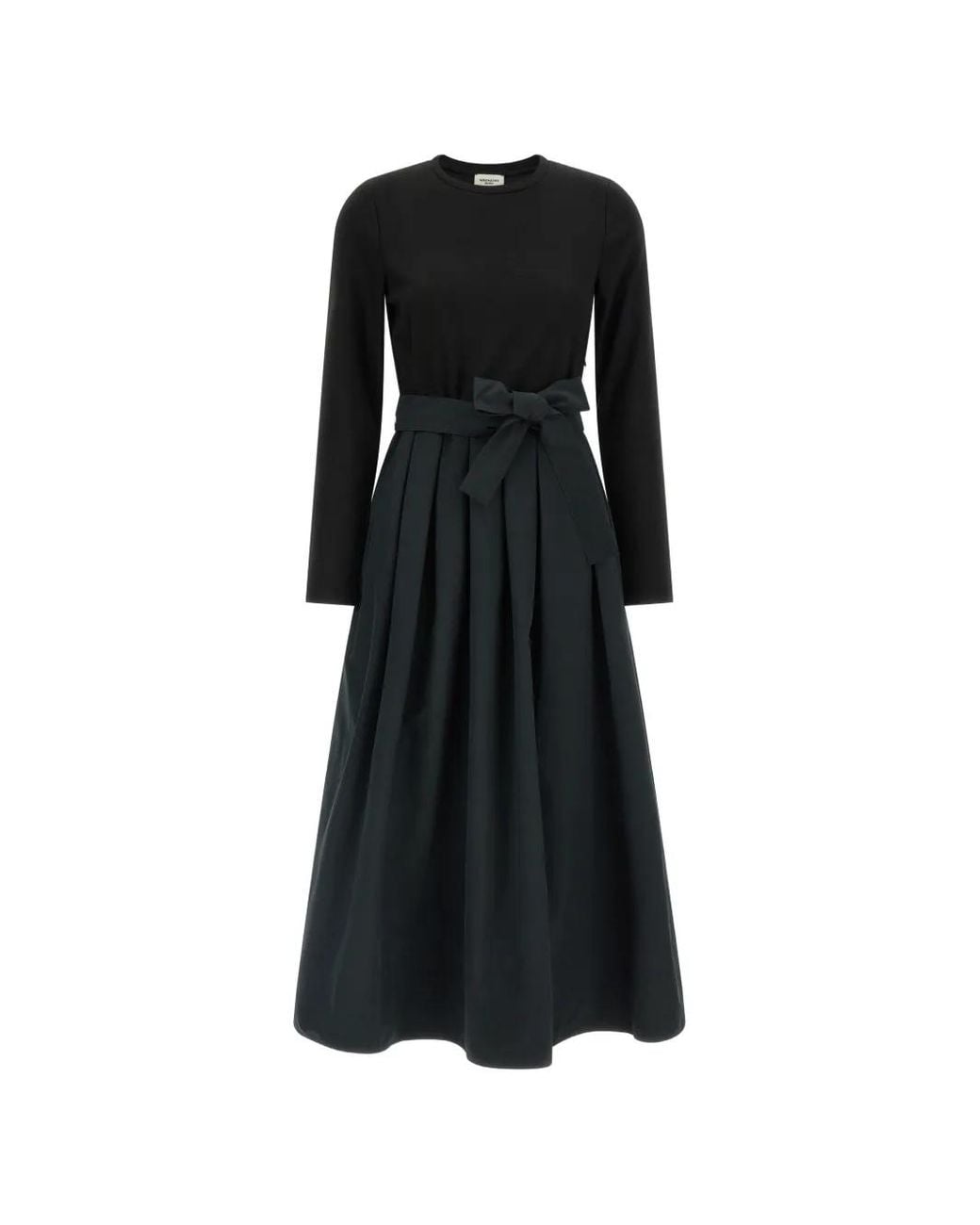 Weekend by Maxmara Black Jacquard Jersey And Taffeta Dress