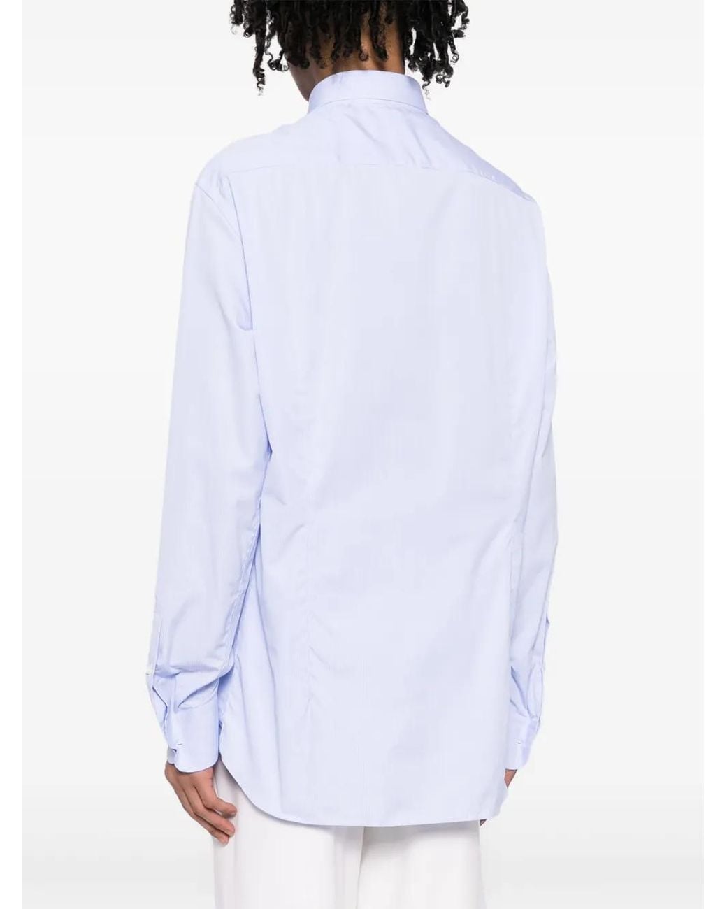 Lardini Blue Striped Poplin Cotton Shirt for men