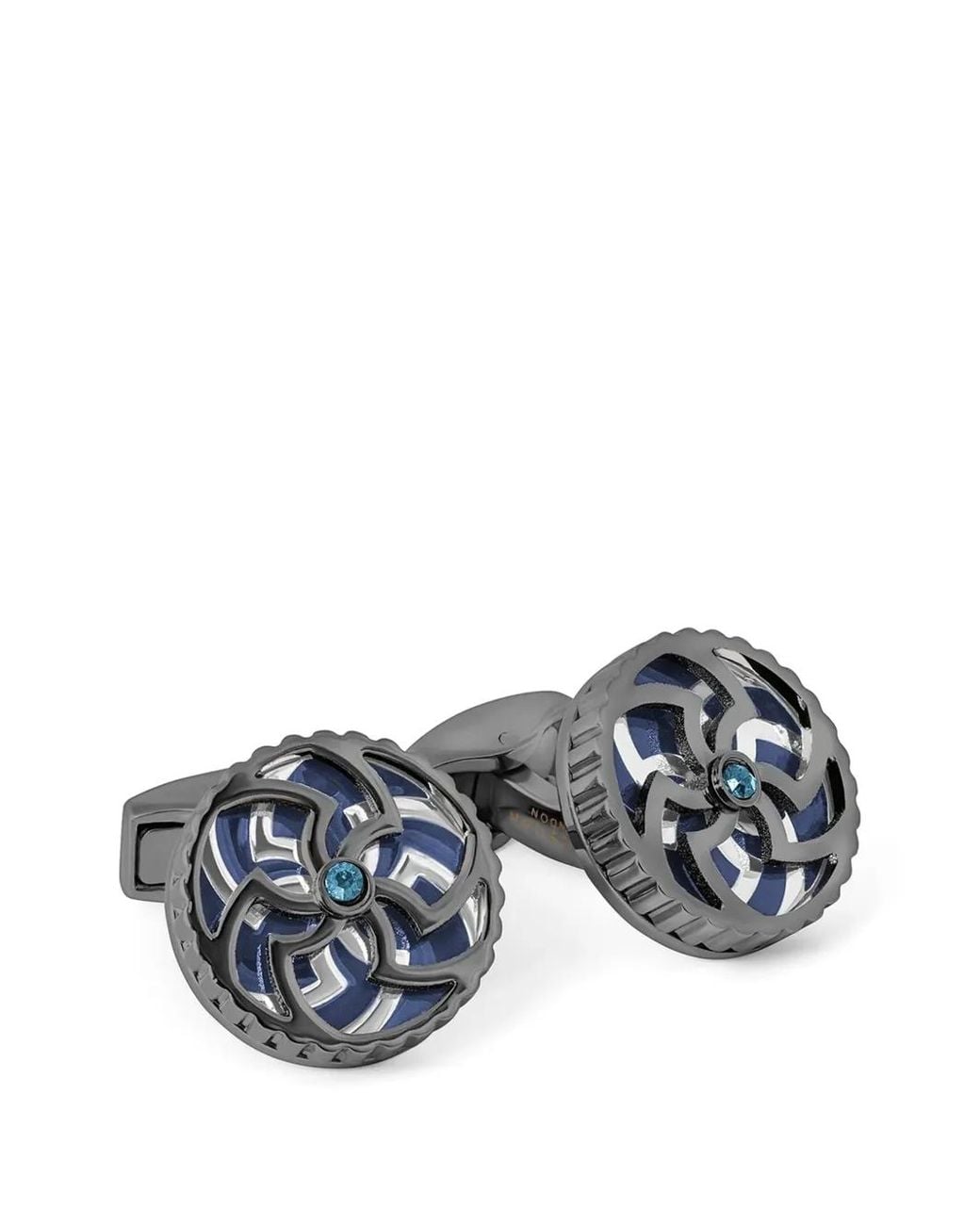 Tateossian Gray Rotating Trinity Crystal-Embellished Gear-Edge Cufflinks for men