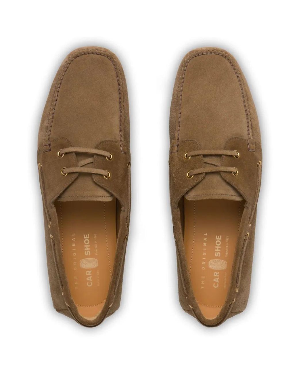 Car Shoe Brown Lace-Up Suede Loafers for men
