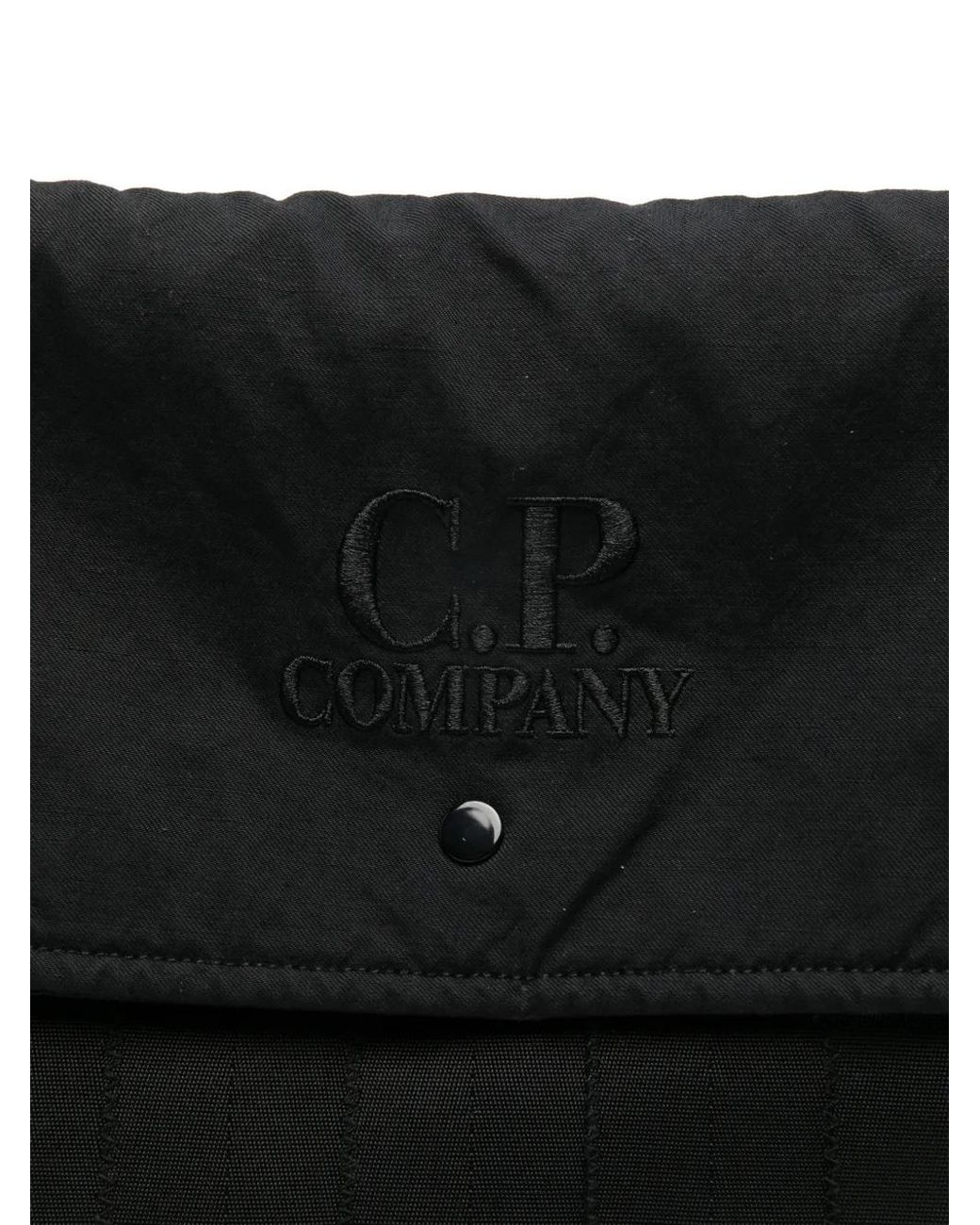 C P Company Black Quilted Tote Bag With Logo for men