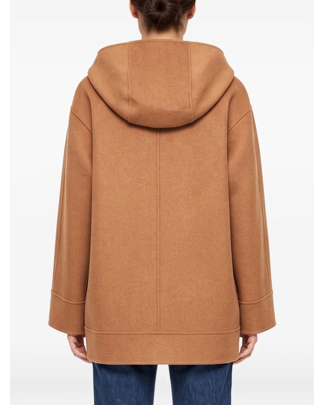 Max Mara Brown Hooded Button-Front Coat