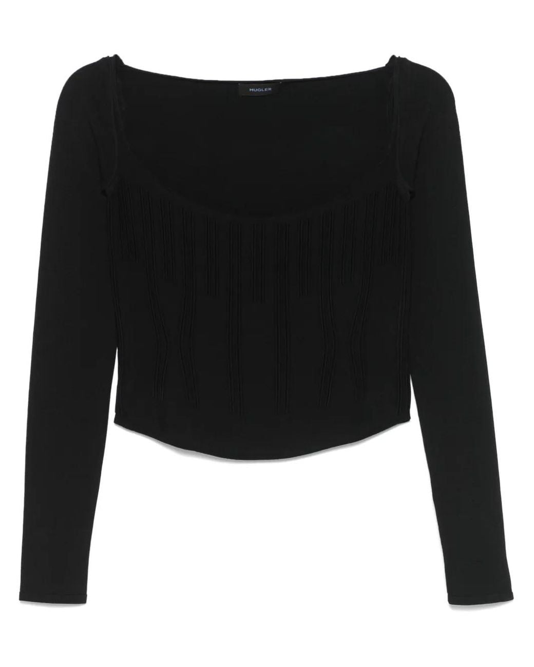Mugler Black Boning-Detail Sweater