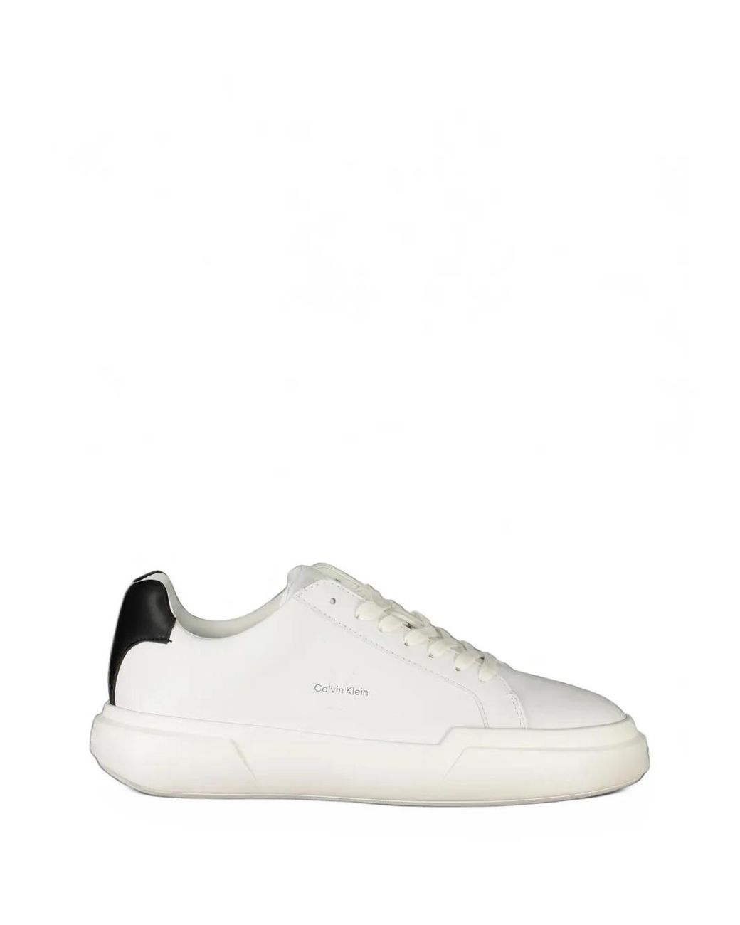 Calvin Klein White Logo-Print Lace-Up Sneakers