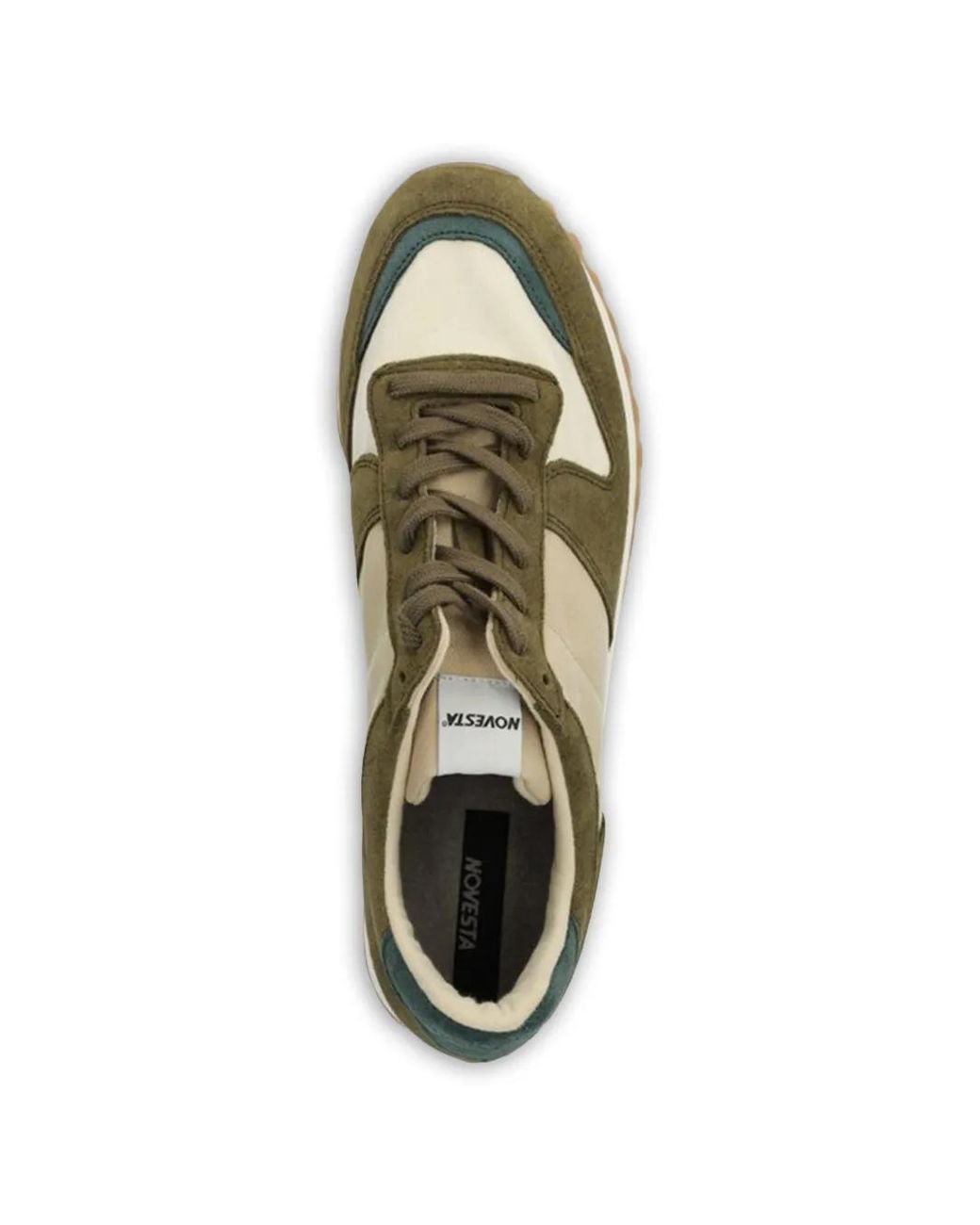 Novesta Green Panelled Lace-Up Sneakers for men