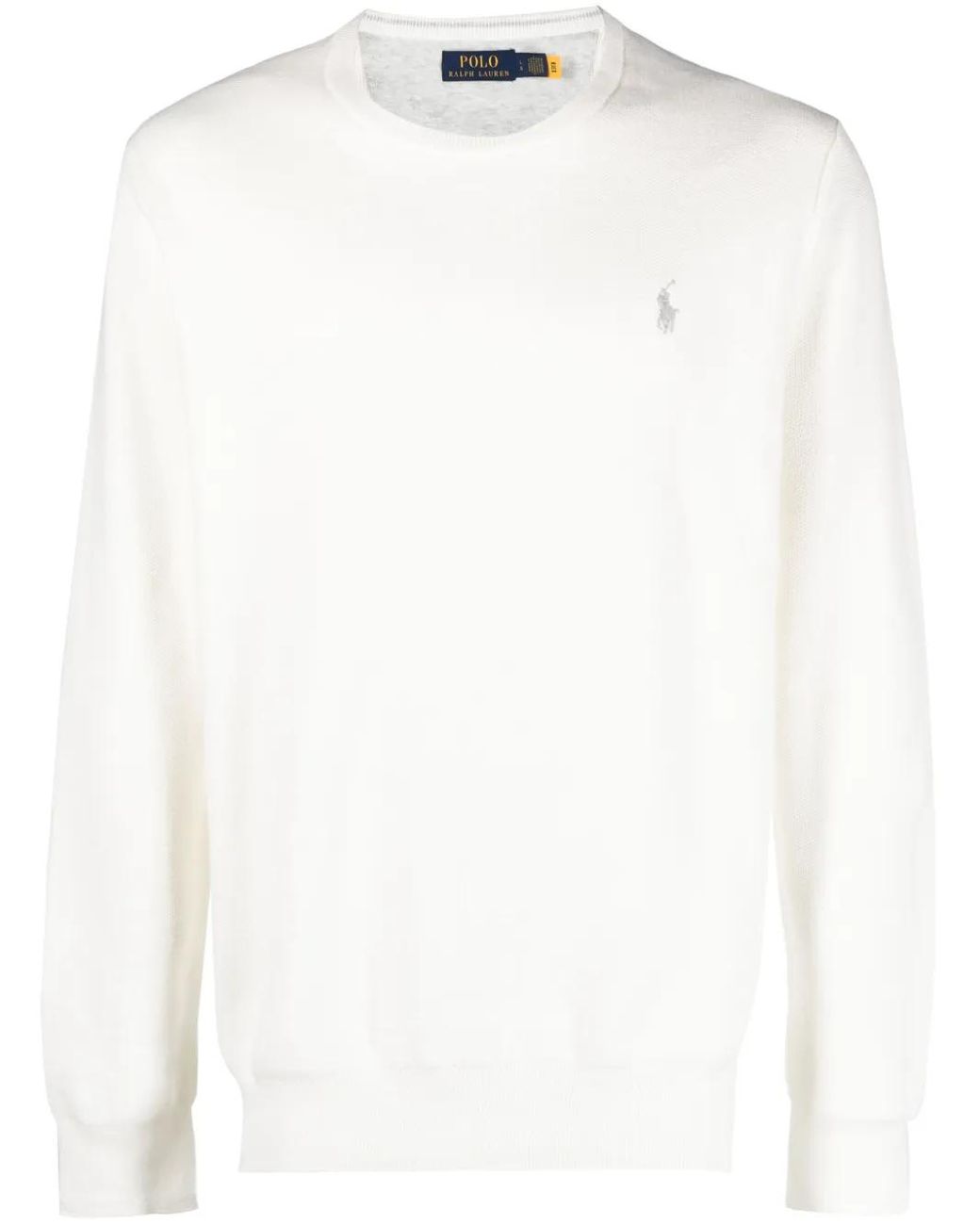 Polo Ralph Lauren White Honeycomb Knit Embroidered Logo Crew Neck Sweater For for men