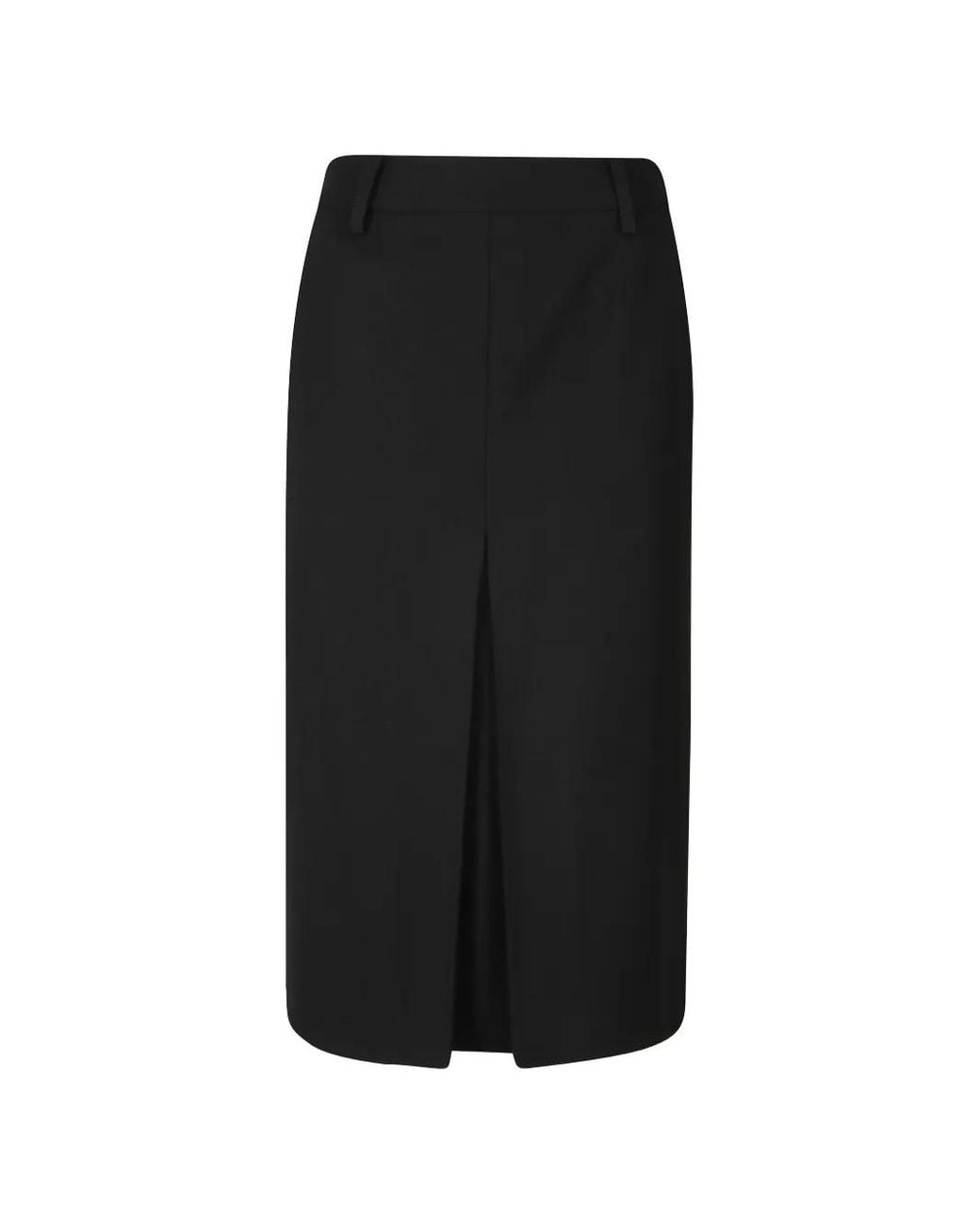 Isabelle Blanche Black Front-Slit Belt-Loop Skirt