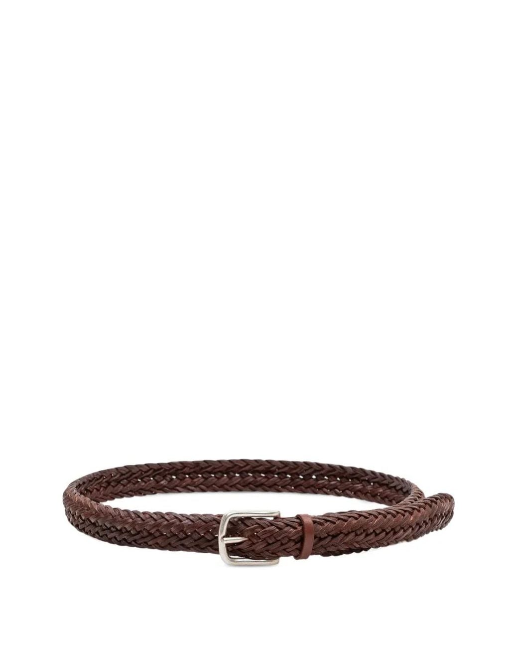 Orciani Brown Ceinture En Cuir À Design Tressé for men