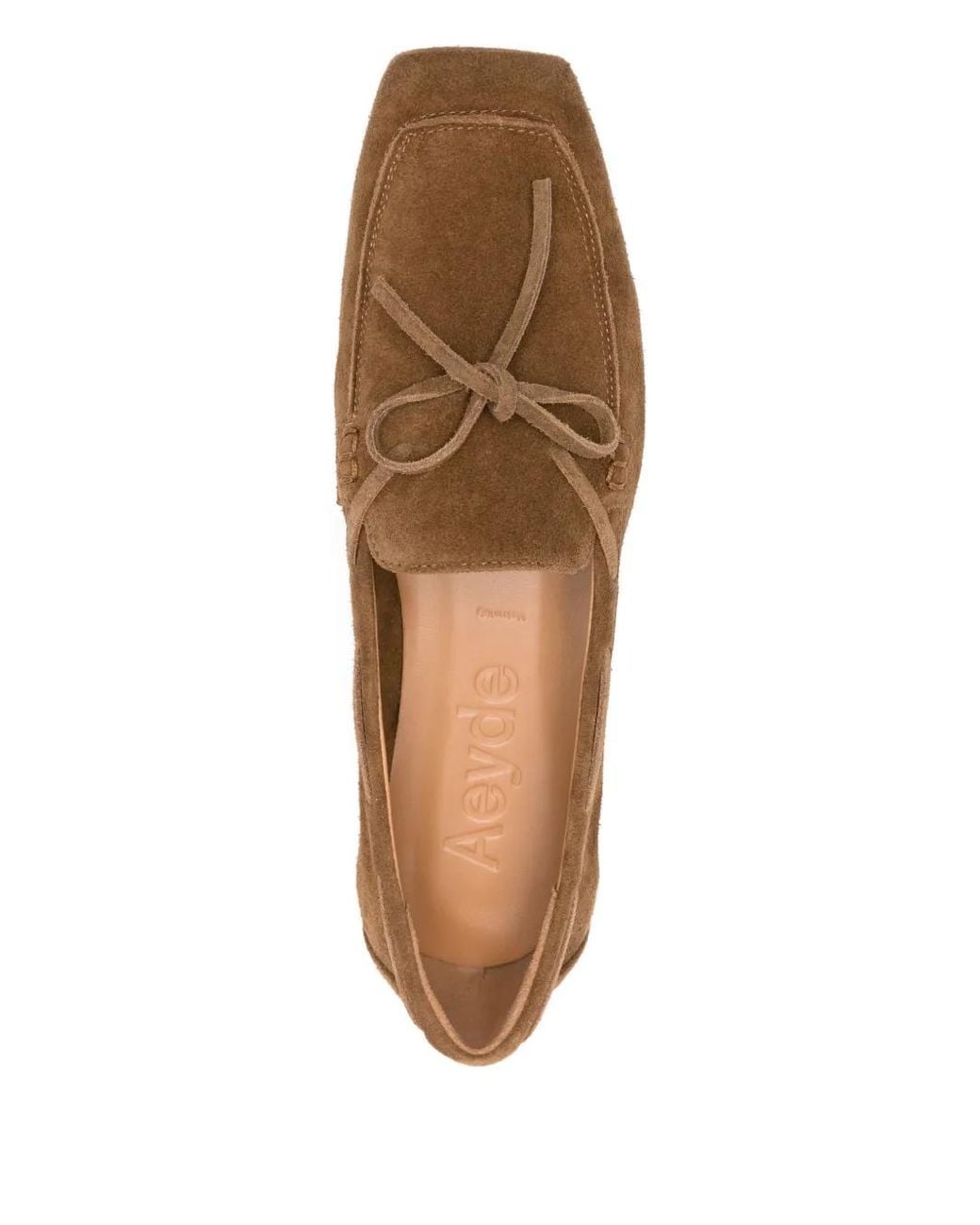 Aeyde Brown Jasper Bow-Detail Suede Loafers