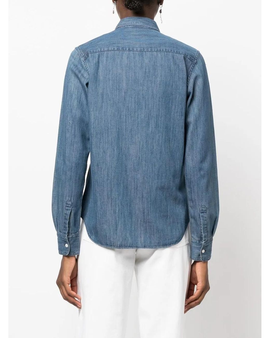 Aspesi Blue Fitted Button-Down Denim Shirt