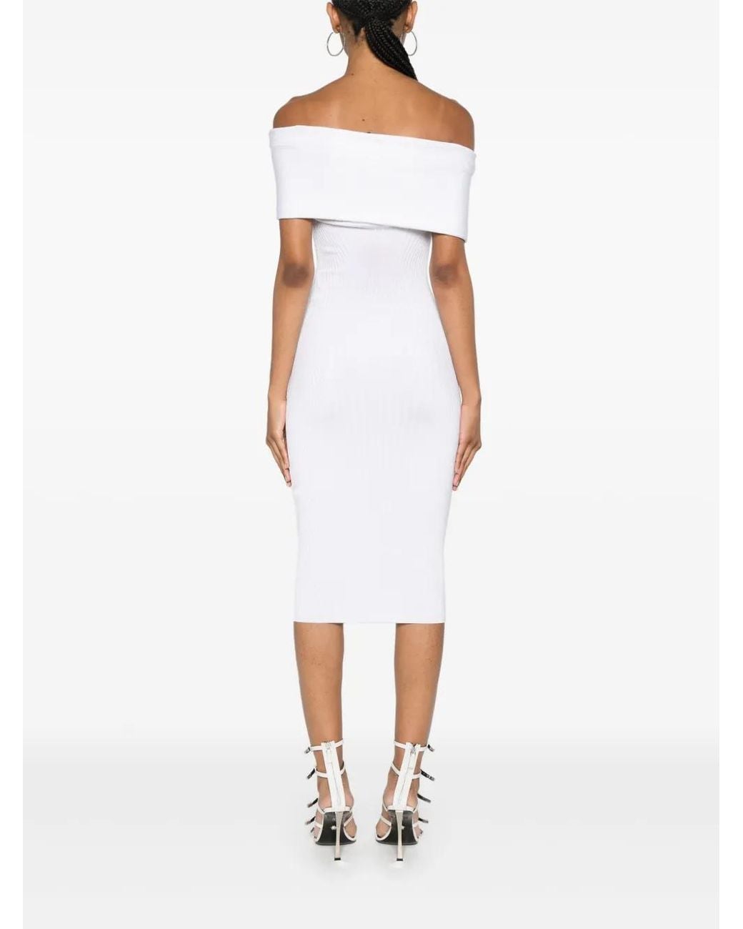 Mugler Off-Shoulder Jurk in het White