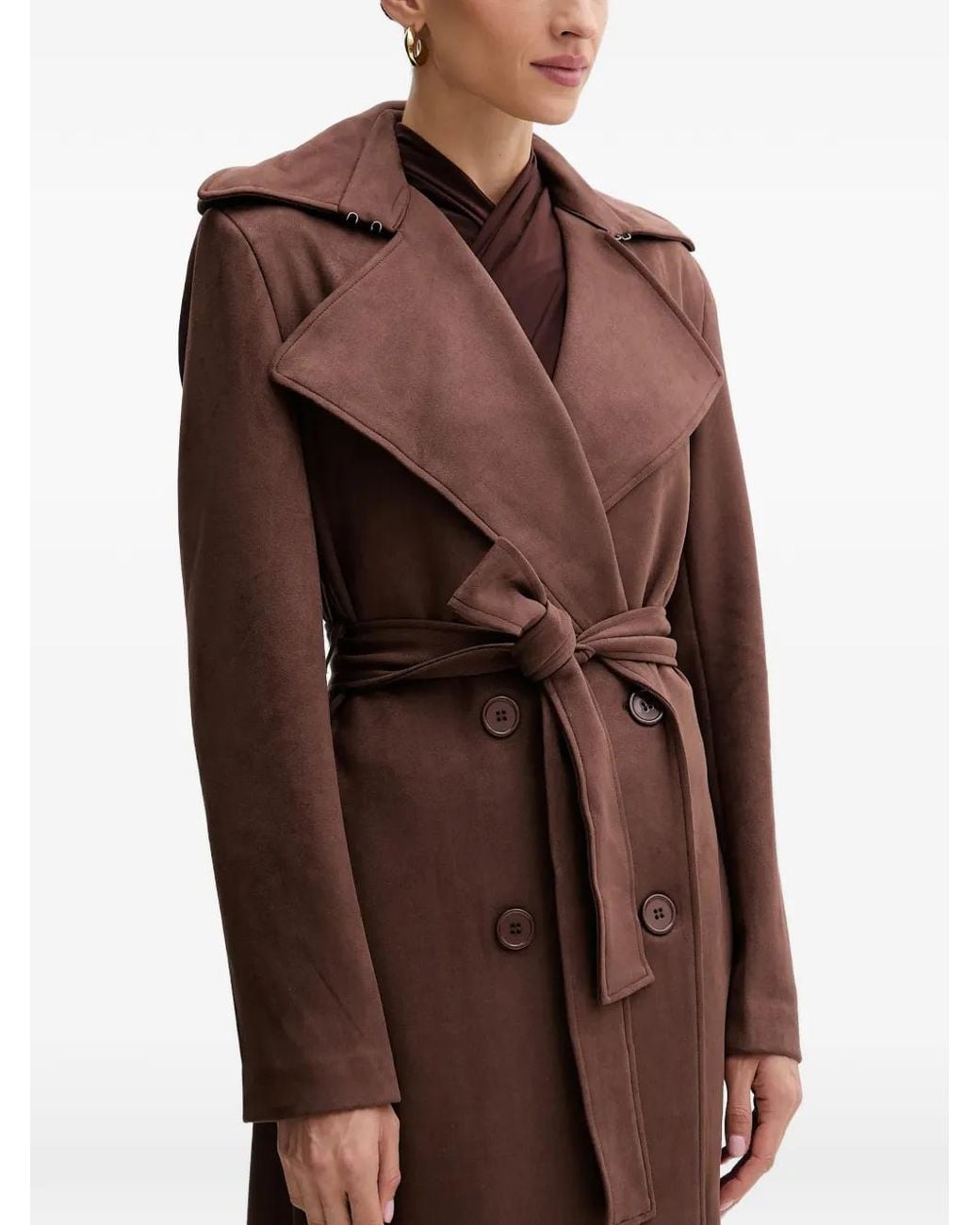 Bardot Brown Double-Breasted Belted Coat