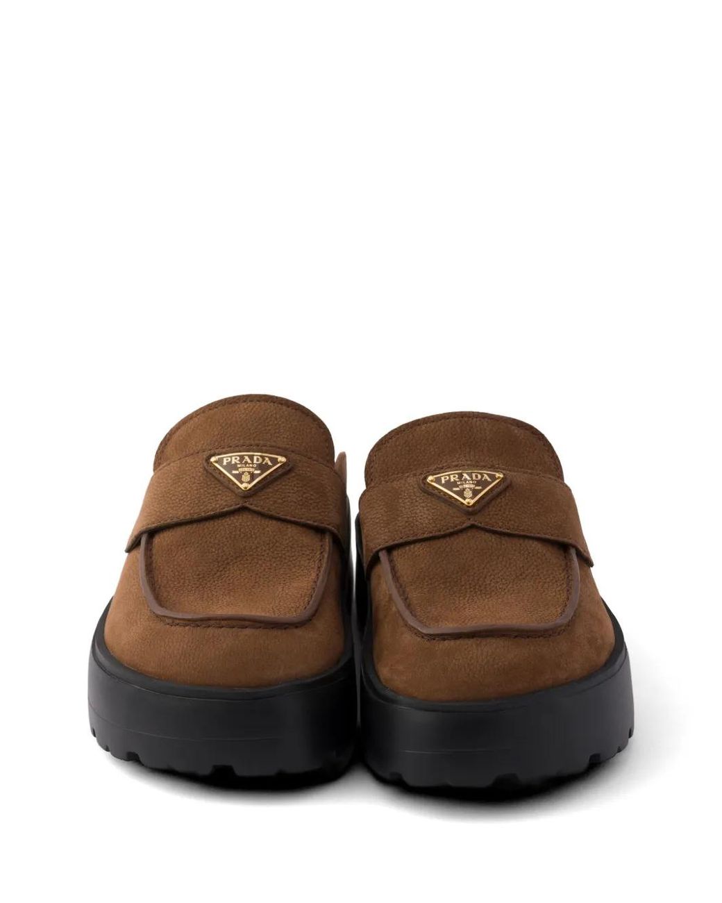 Prada Brown Nubuck Flatform Mules