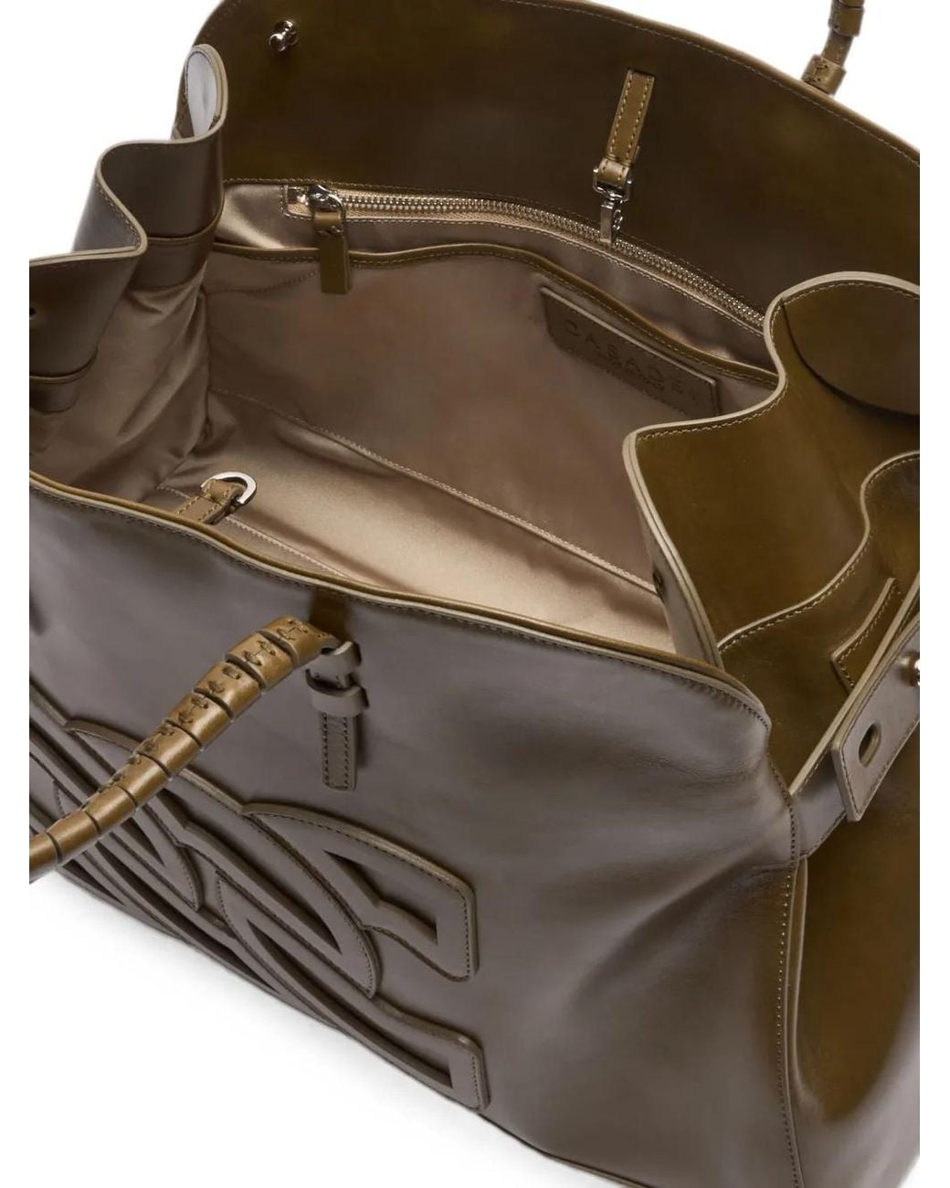 Casadei Brown Park Avenue C-Chain Logo Tote Bag