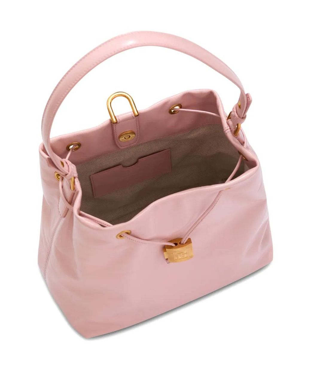 Balmain Pink Chain Drawstring Leather Backpack