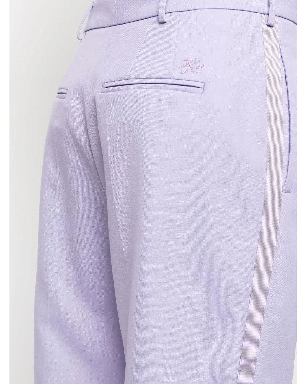 Karl Lagerfeld Purple Cropped High-Waisted Trousers