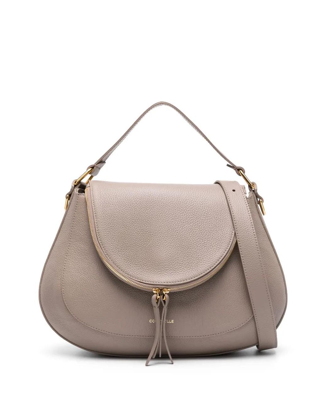 Coccinelle Gray Logo-Detail Leather Tote Bag