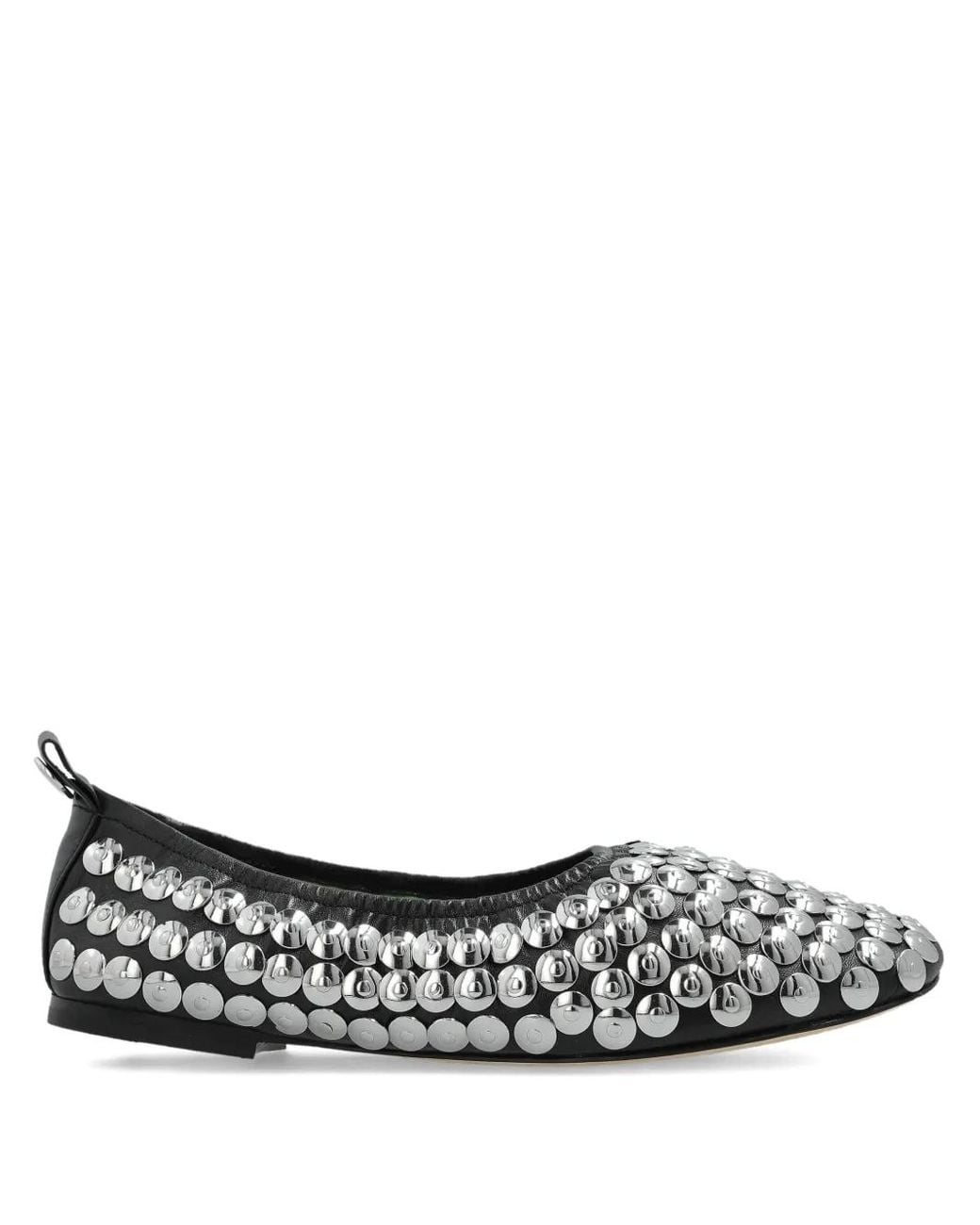Tory Burch White Leather Ballet Flats With Studs