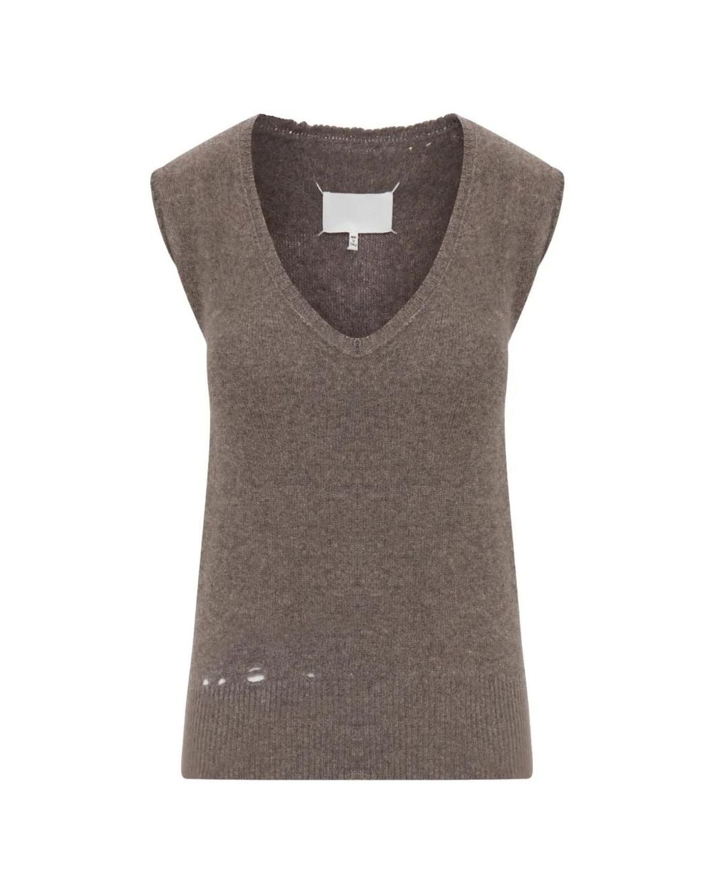 Maison Margiela Brown Distressed V-Neck Vest