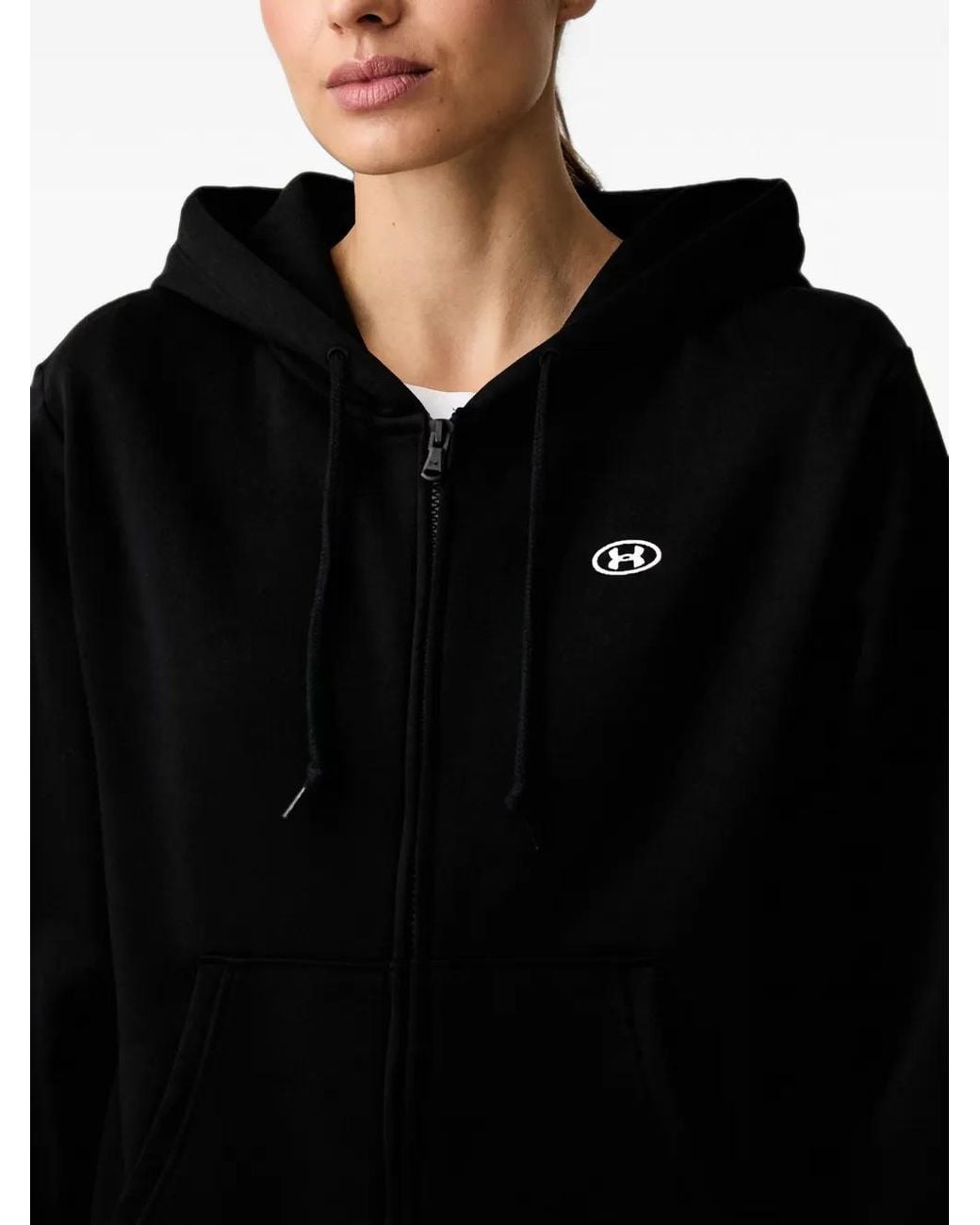 Under Armour Black Hoodie Zippé À Logo Imprimé
