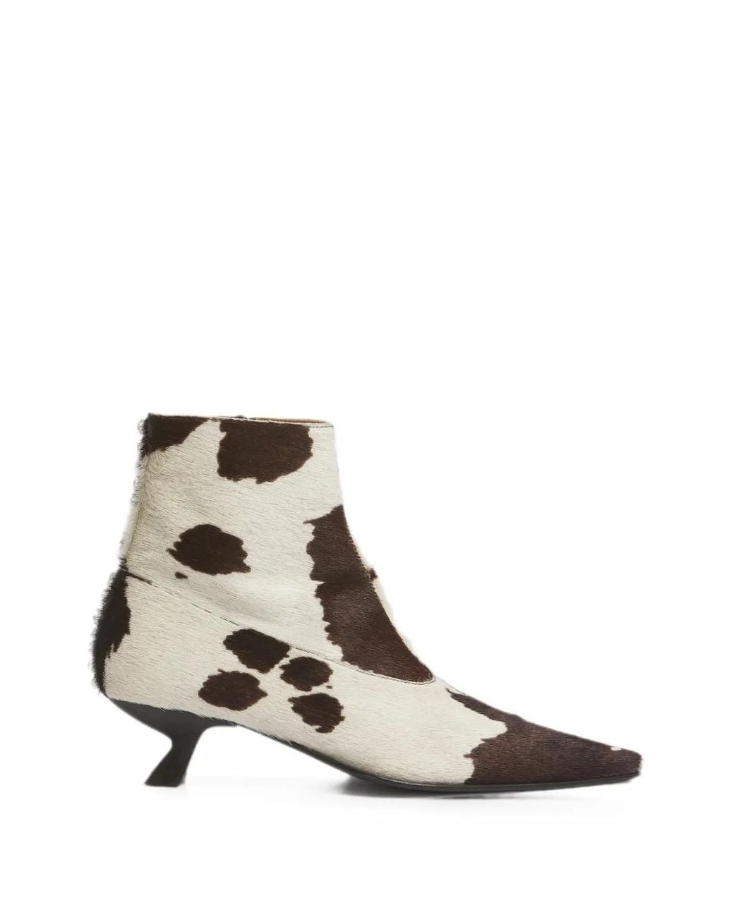 Marni White Bottes Cindi En Crin De Cheval Et Brun Imprimé Vache