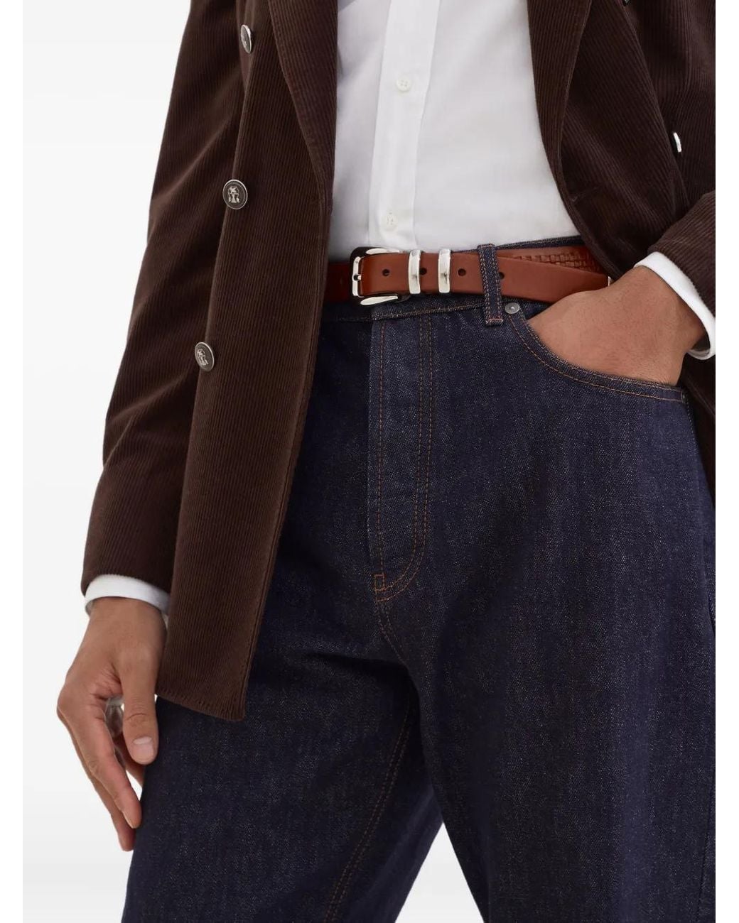 Brunello Cucinelli Blue Jeans With Embroidery for men