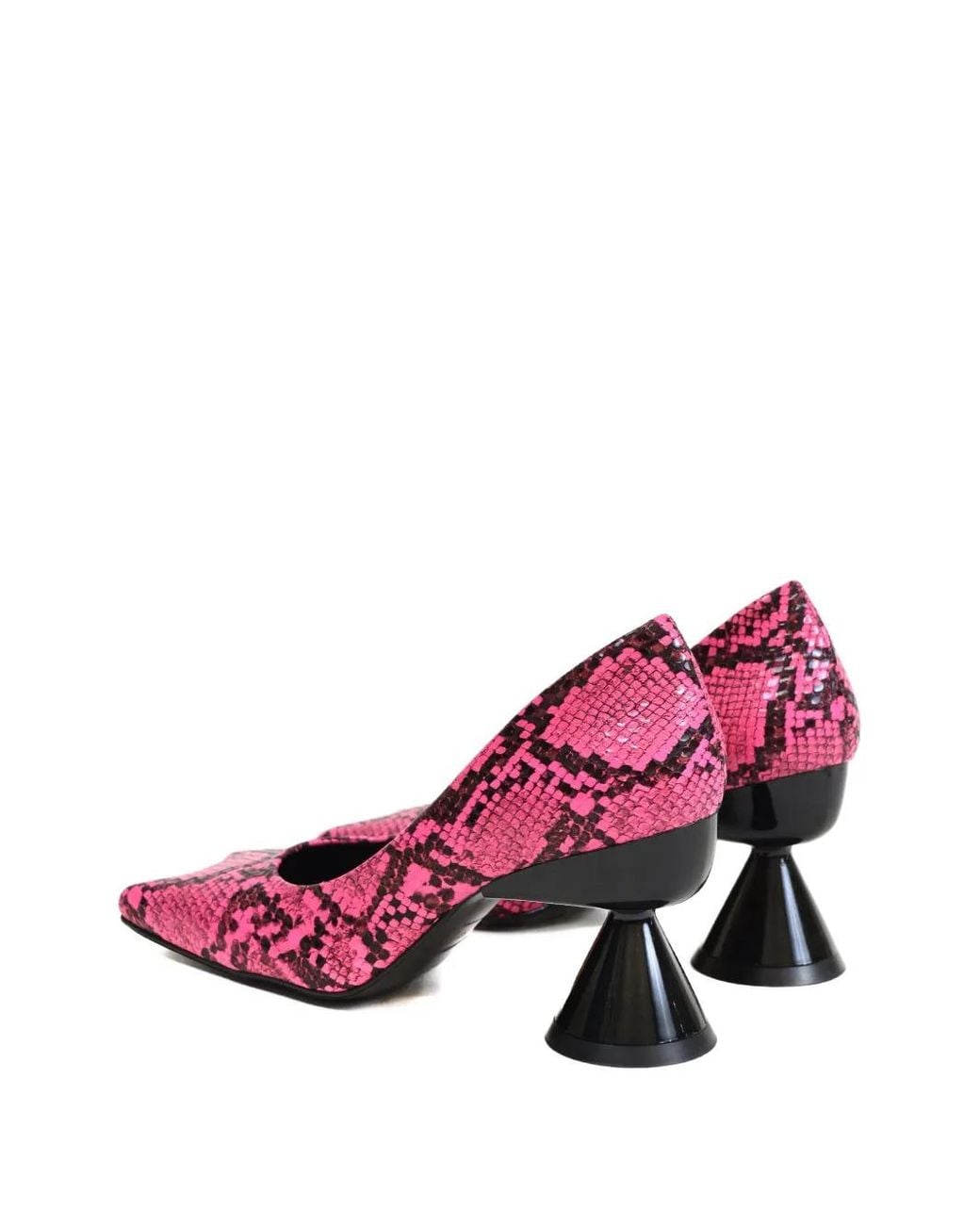 PAULA CANOVAS DEL VAS Pink 50Mm Diablo Snakeskin-Embossed Sculpted-Heel Pumps