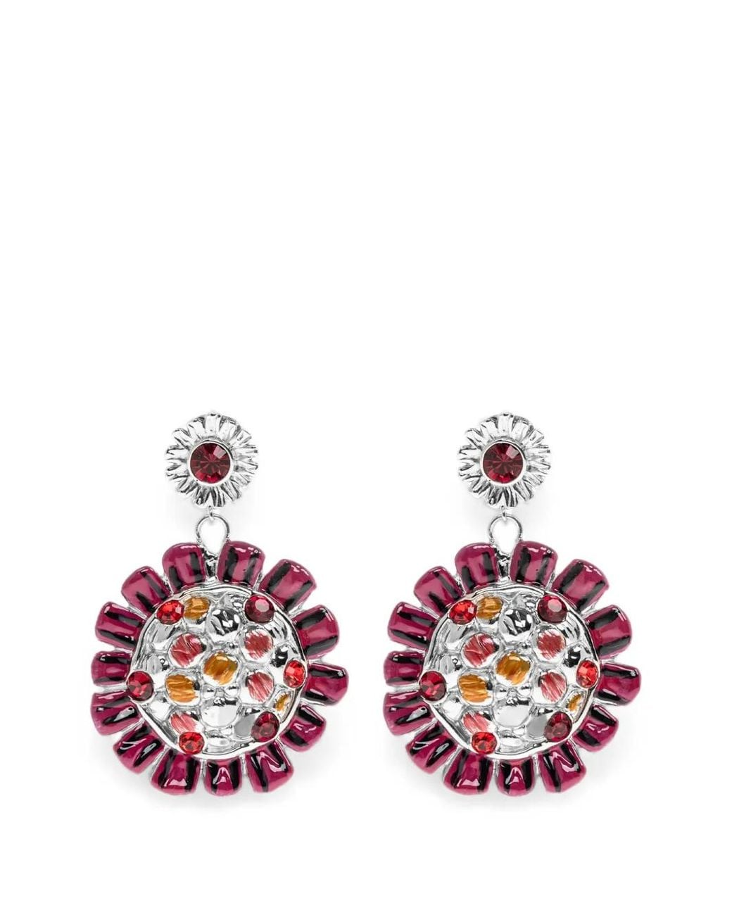 Marni White Floral-Motif Earrings